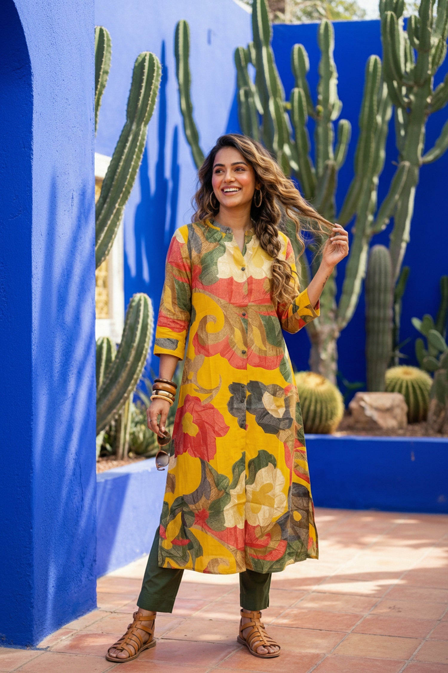 Classic Mustard Printed Cotton Kurti