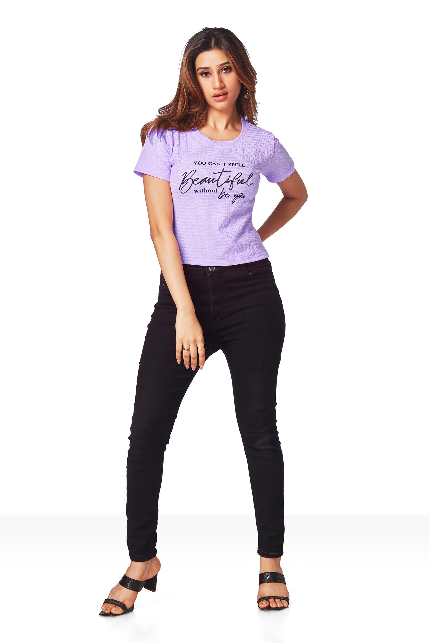 Chest Printed T-shirts - Purple