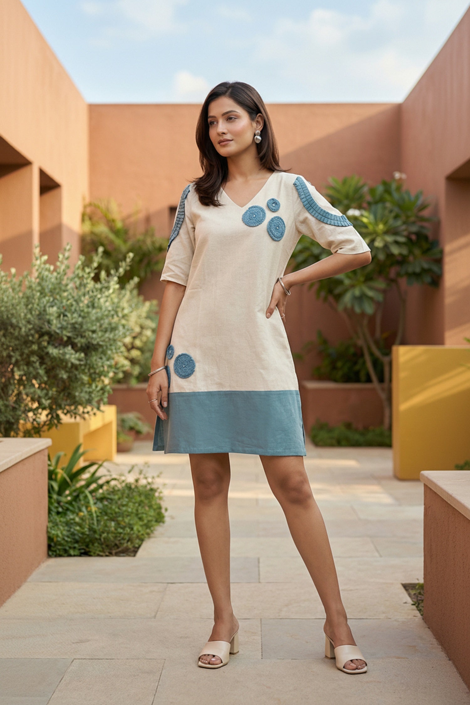 Cream Threadwork Embroidered Tunic