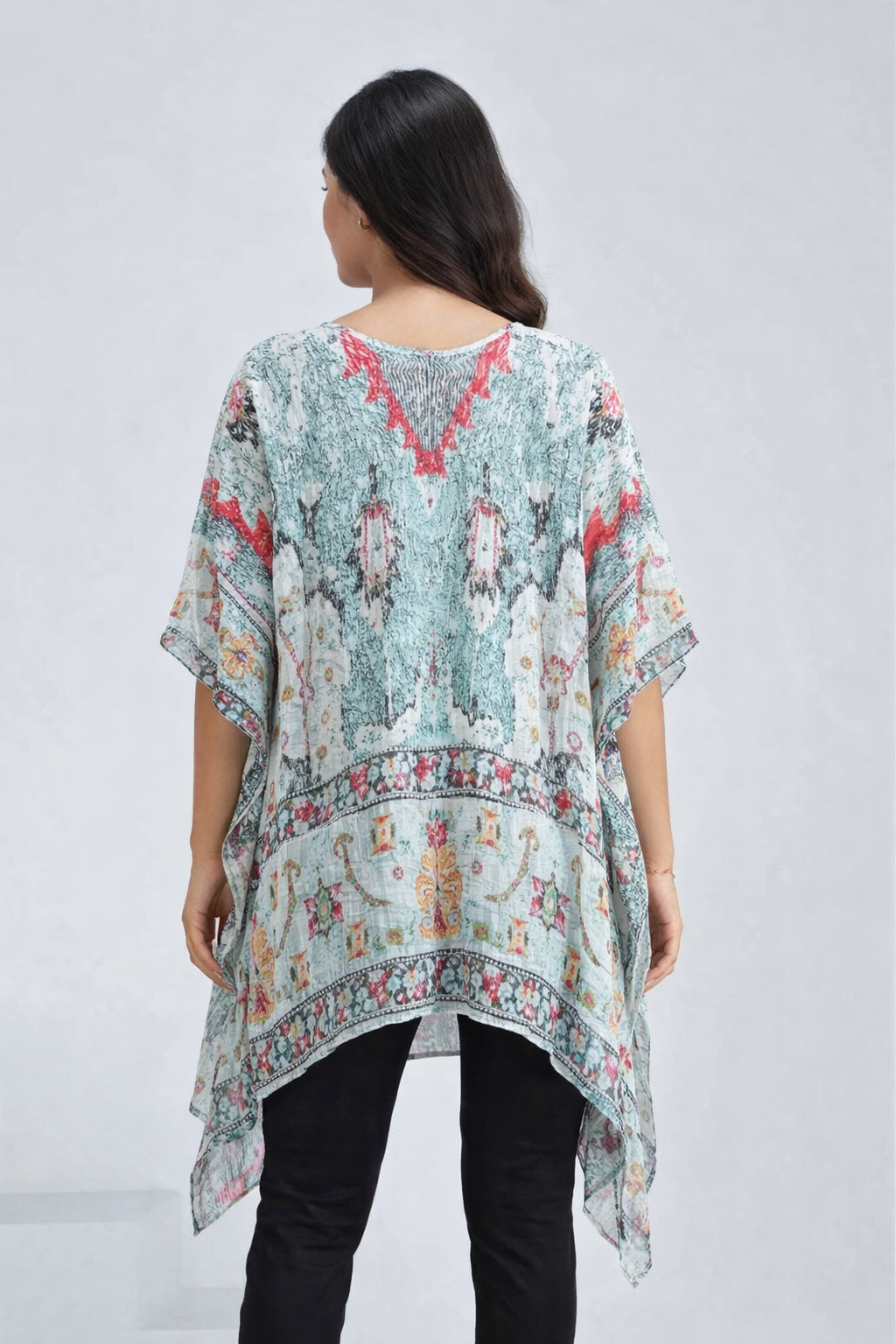 Embroidered Sea Green Kaftan