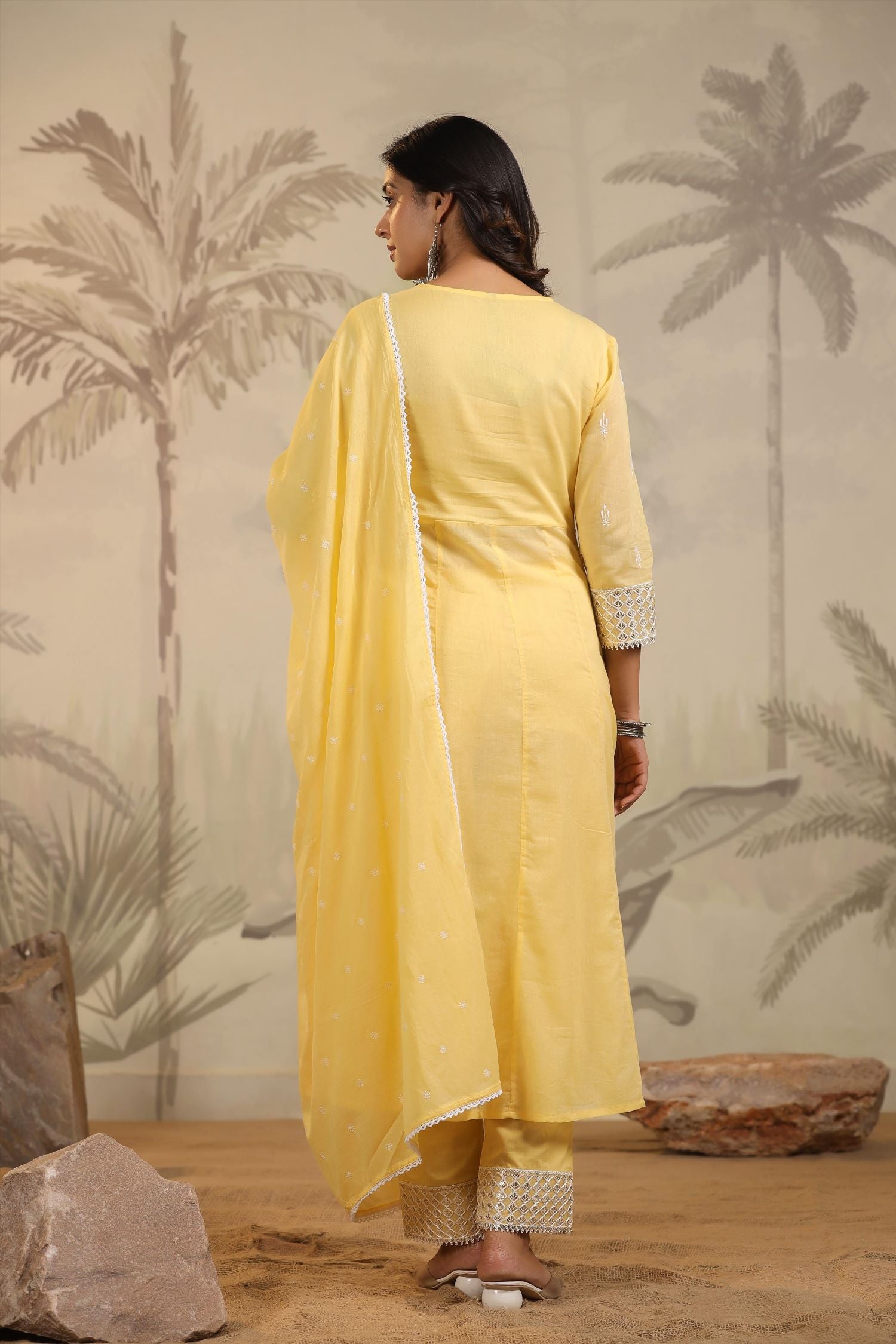 Freyaa Golden Glow A Yellow Cotton Three Piece Set