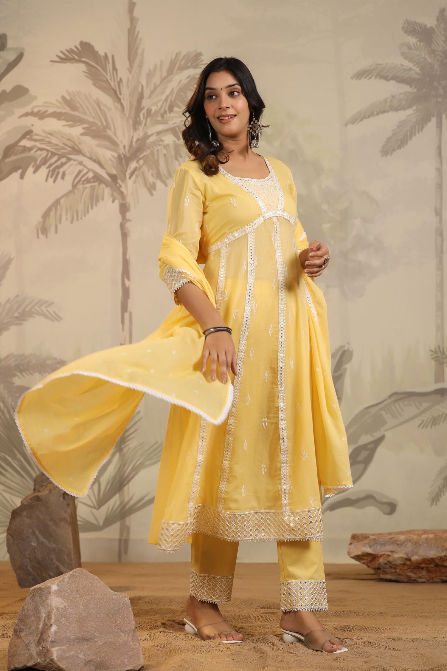 Freyaa Golden Glow A Yellow Cotton Three Piece Set