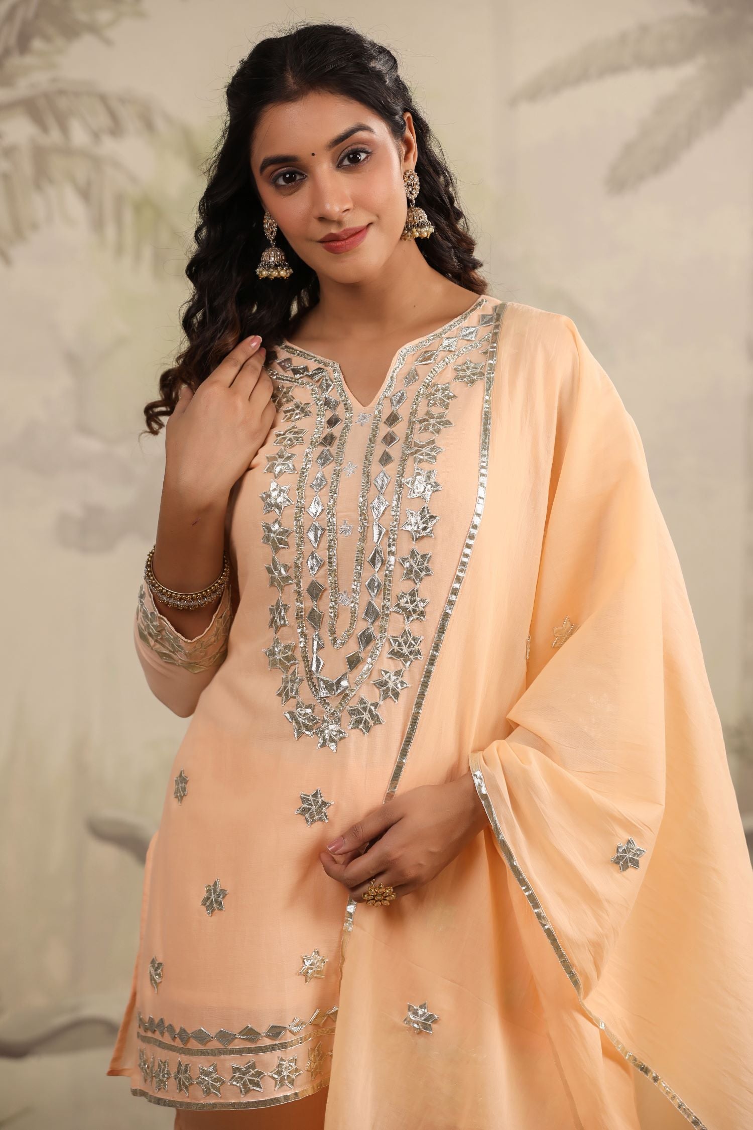 Peach Luxe Stunning Embroidered Sharara Set