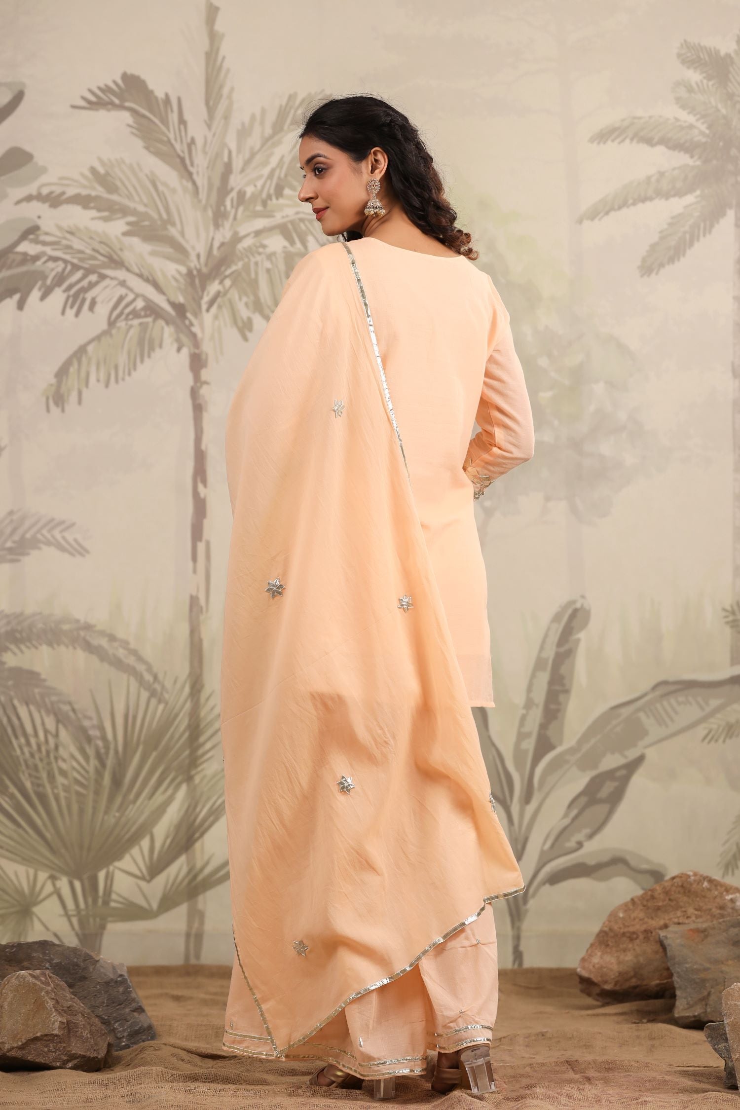 Peach Luxe Stunning Embroidered Sharara Set