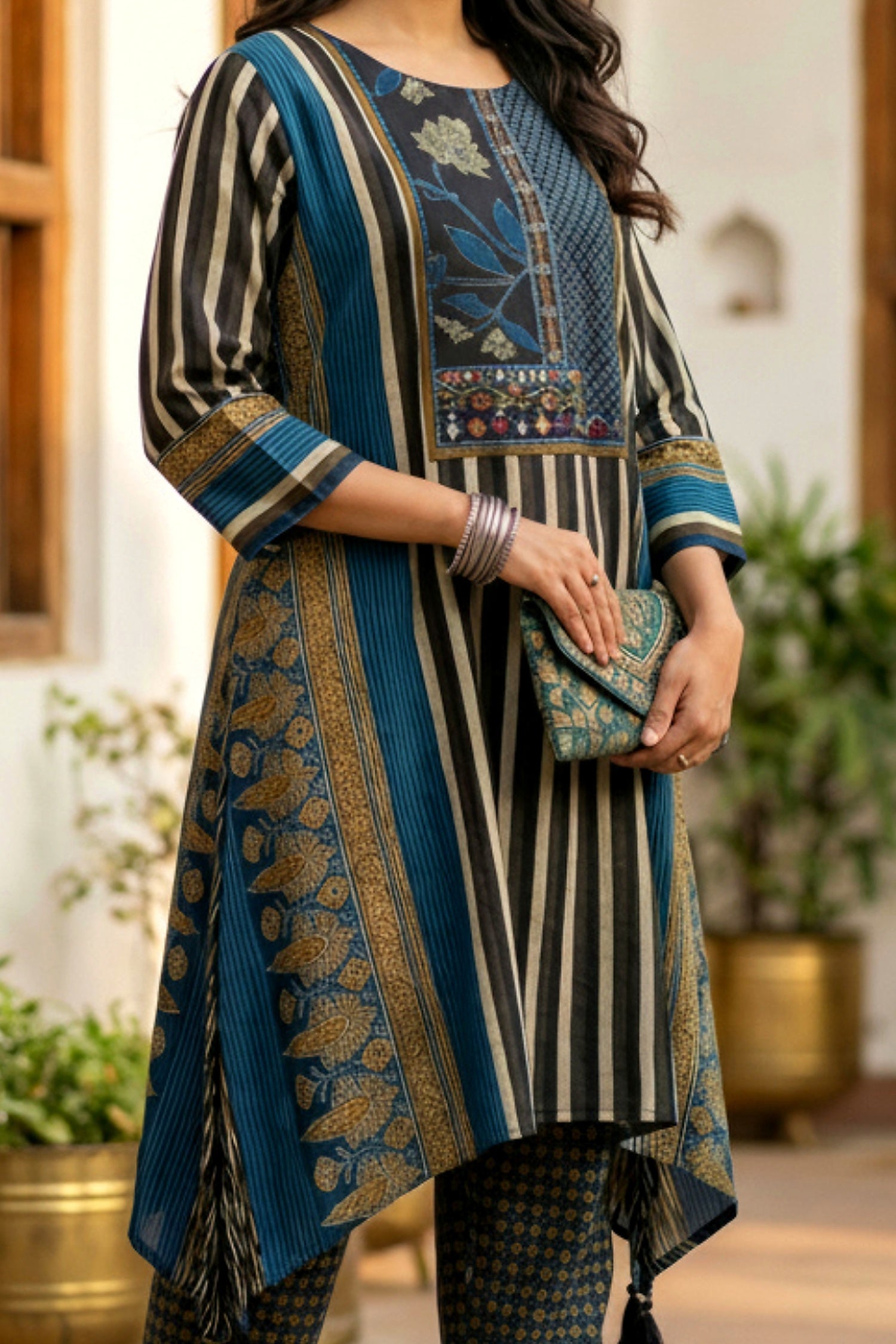 Aqua Elegance Embroidered Viscose Cord Set