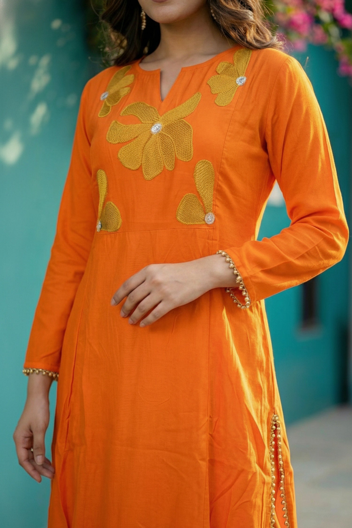 Orange Floral Cotton Co-ord Set