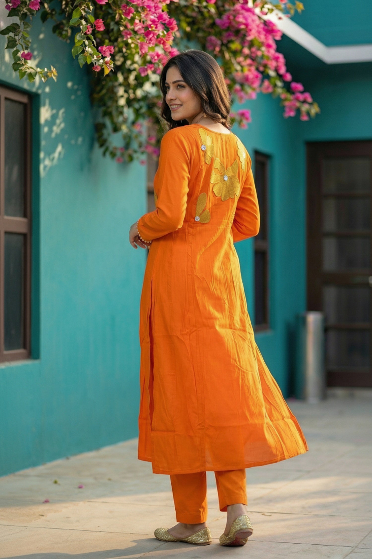 Orange Floral Cotton Co-ord Set