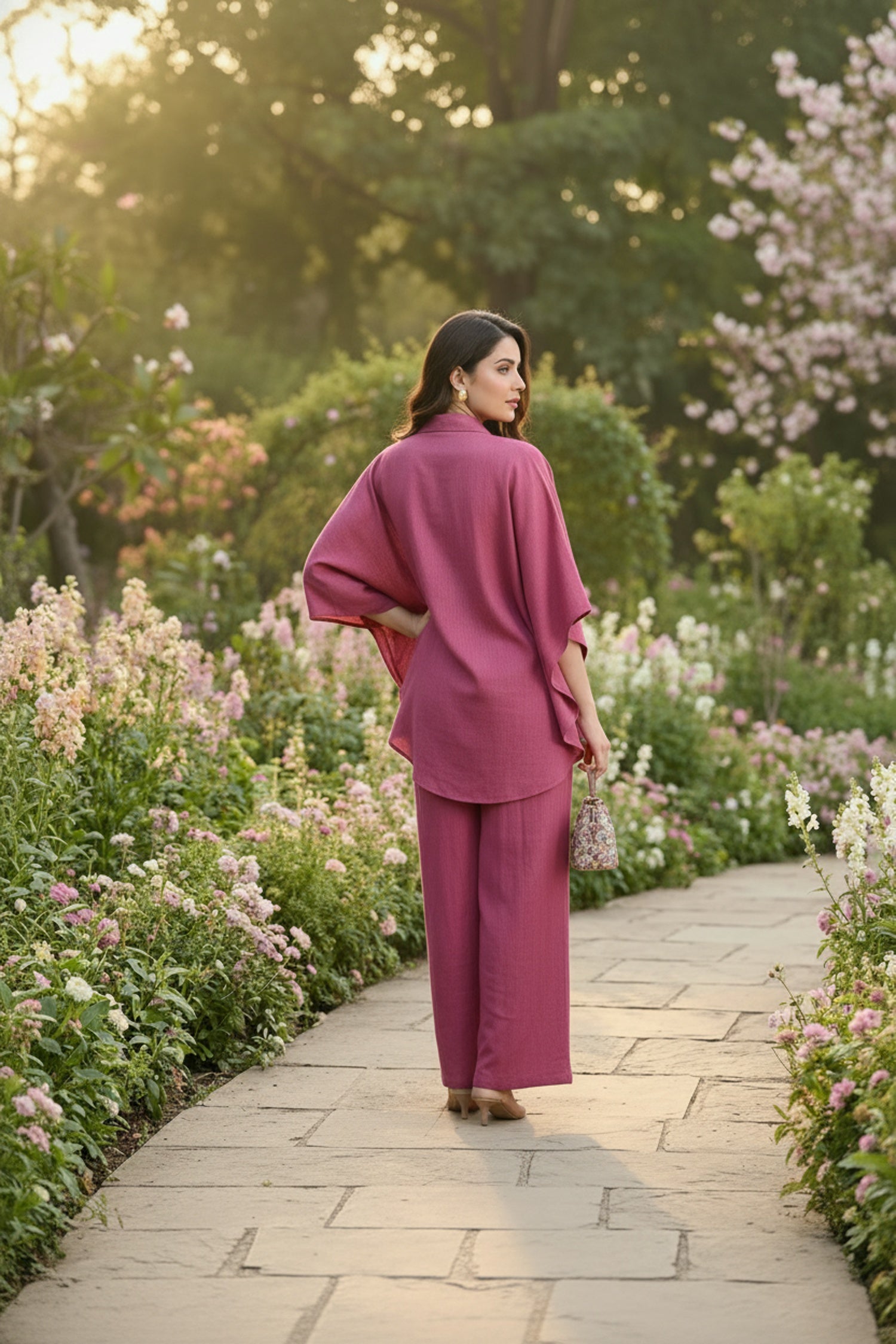 Onion Pink Kaftan Style Cord Set