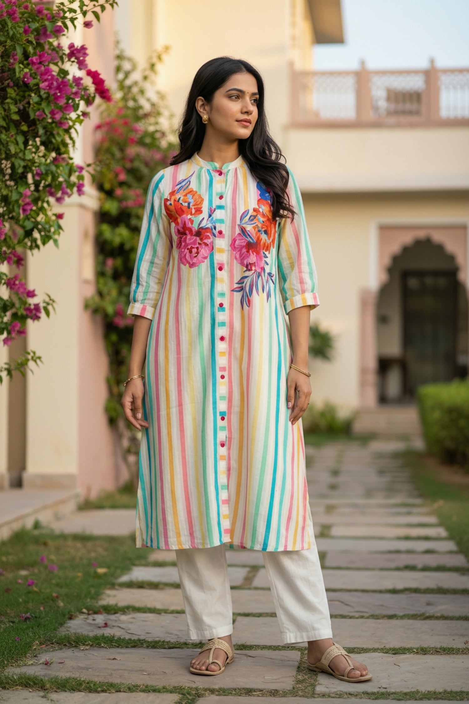 Multicolor Cotton Co-ord Set with Print Work