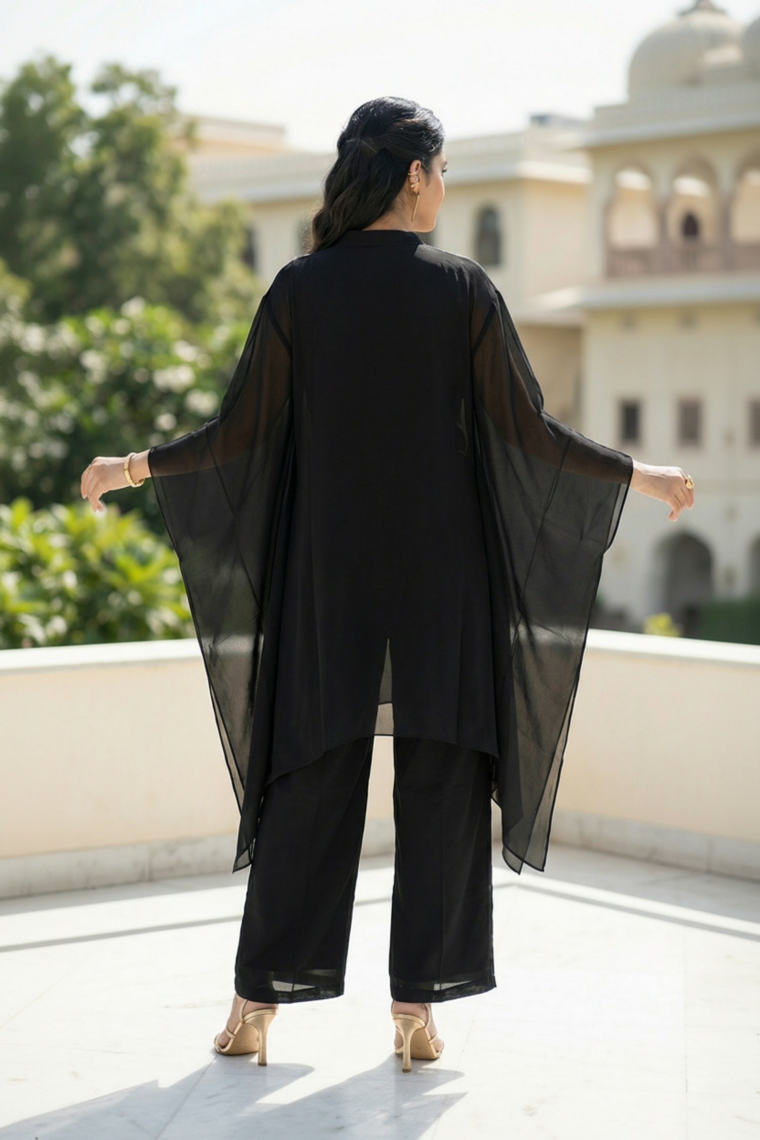 Black Grace Embroidered Neck Co-ord Set