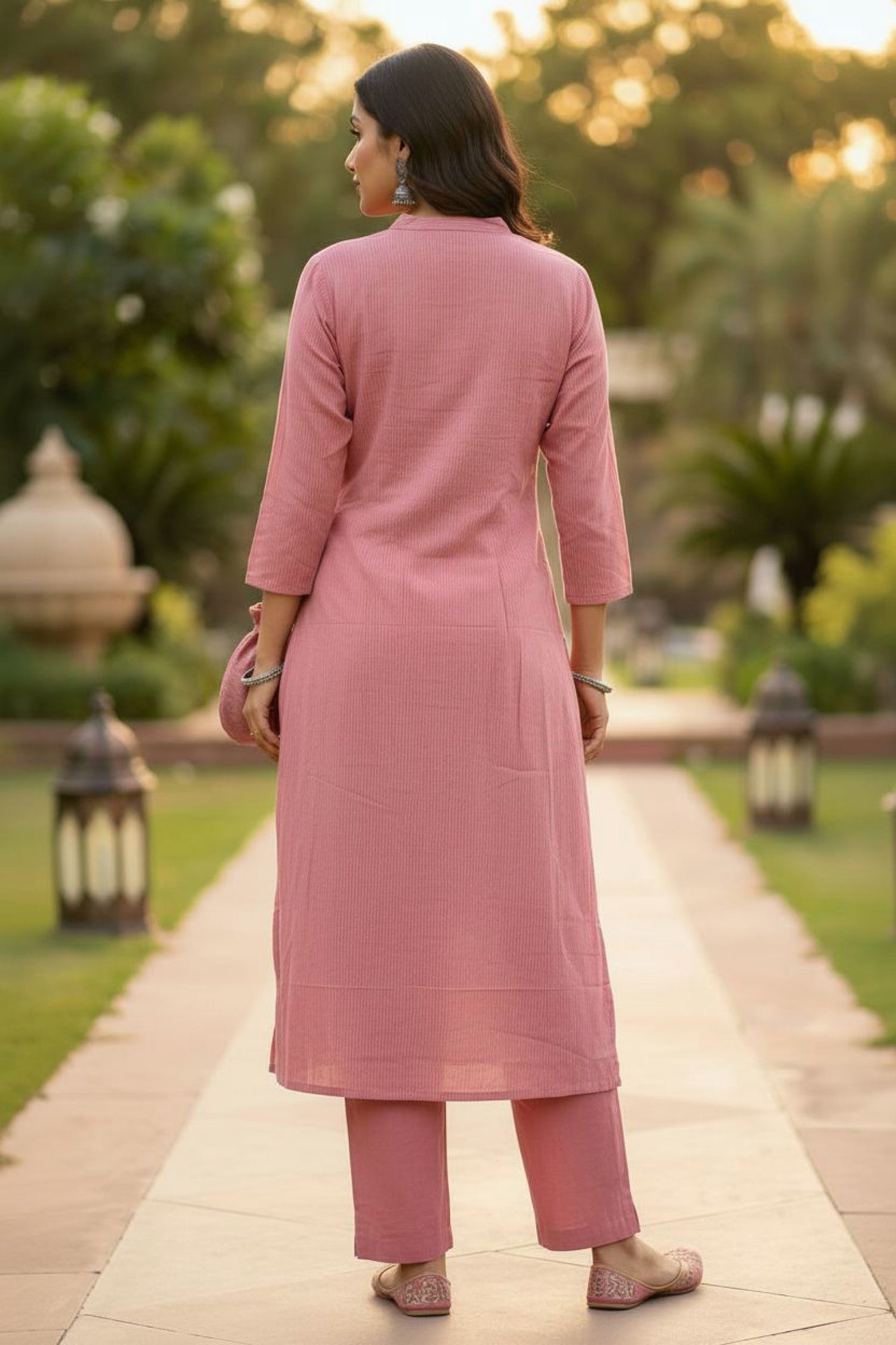 Blooming Pink Floral Cord Set with a Chic Look