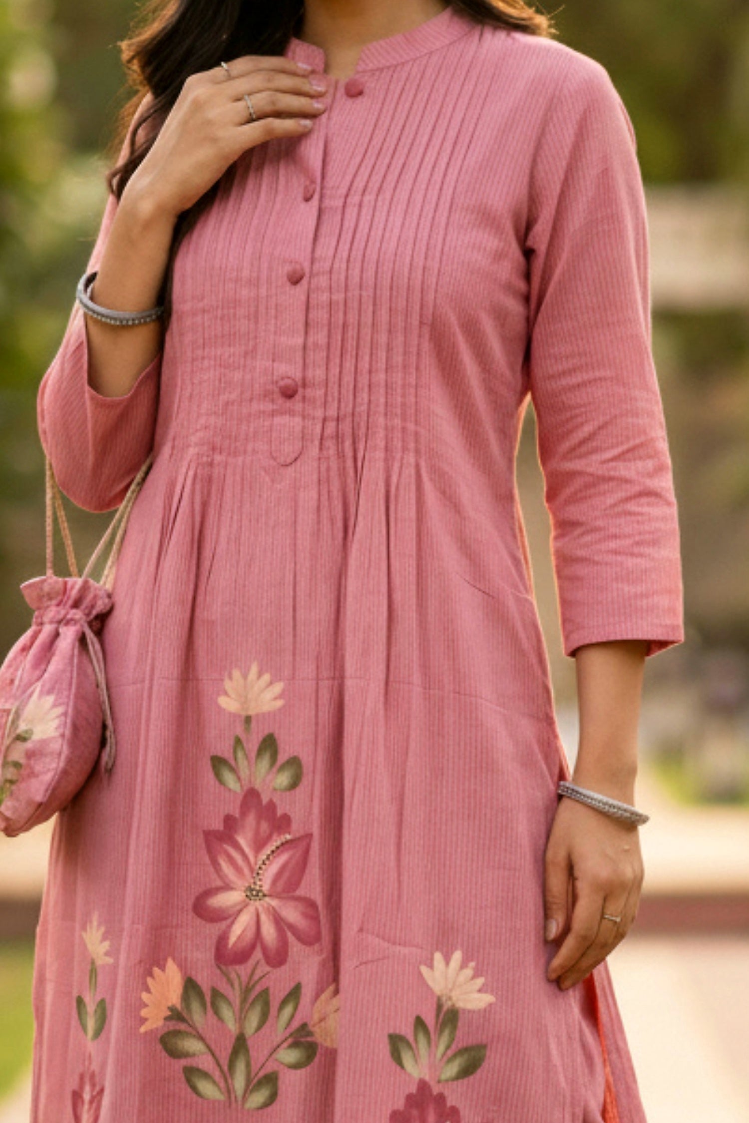 Blooming Pink Floral Cord Set with a Chic Look