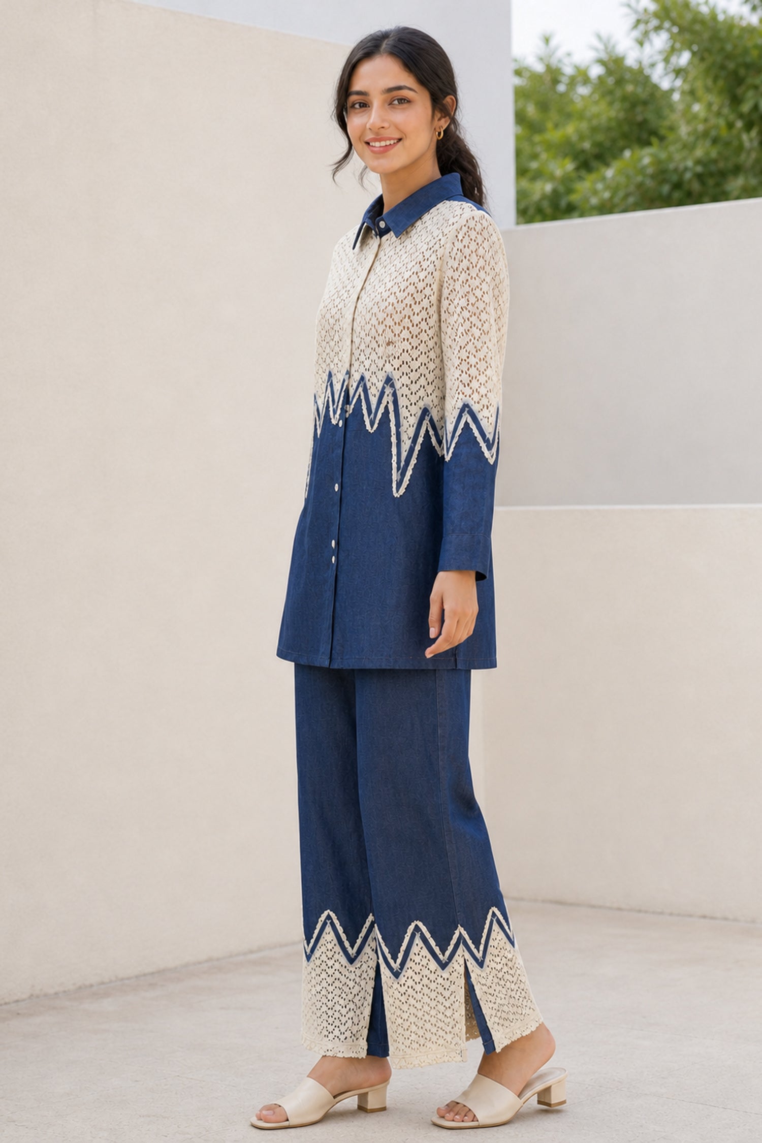 Denim Embroidered Stylish Co-Ord Set