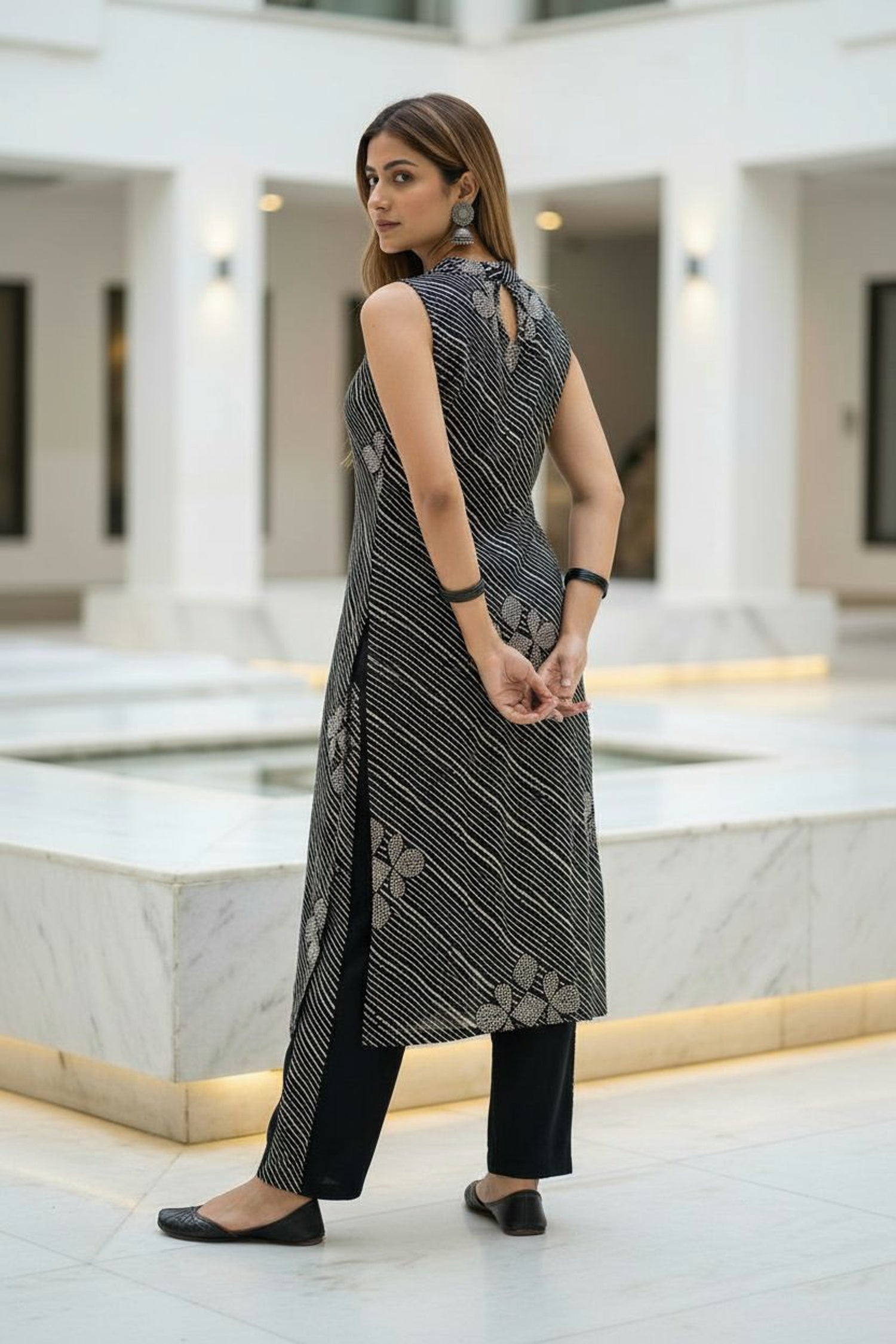 Black Striped Sleeveless Co-ord Set