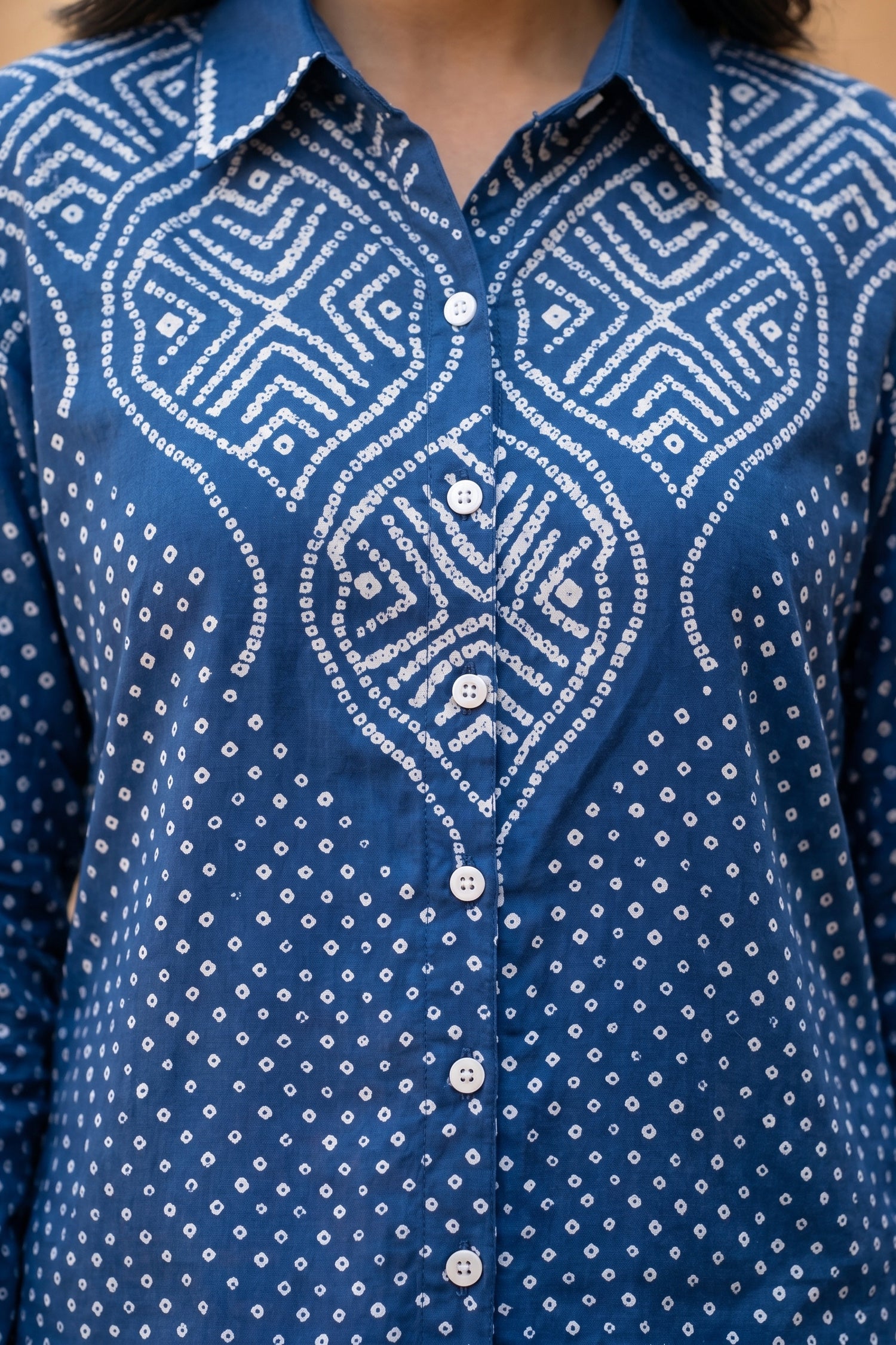 Rich Blue Bhandhi Crepe Shirt
