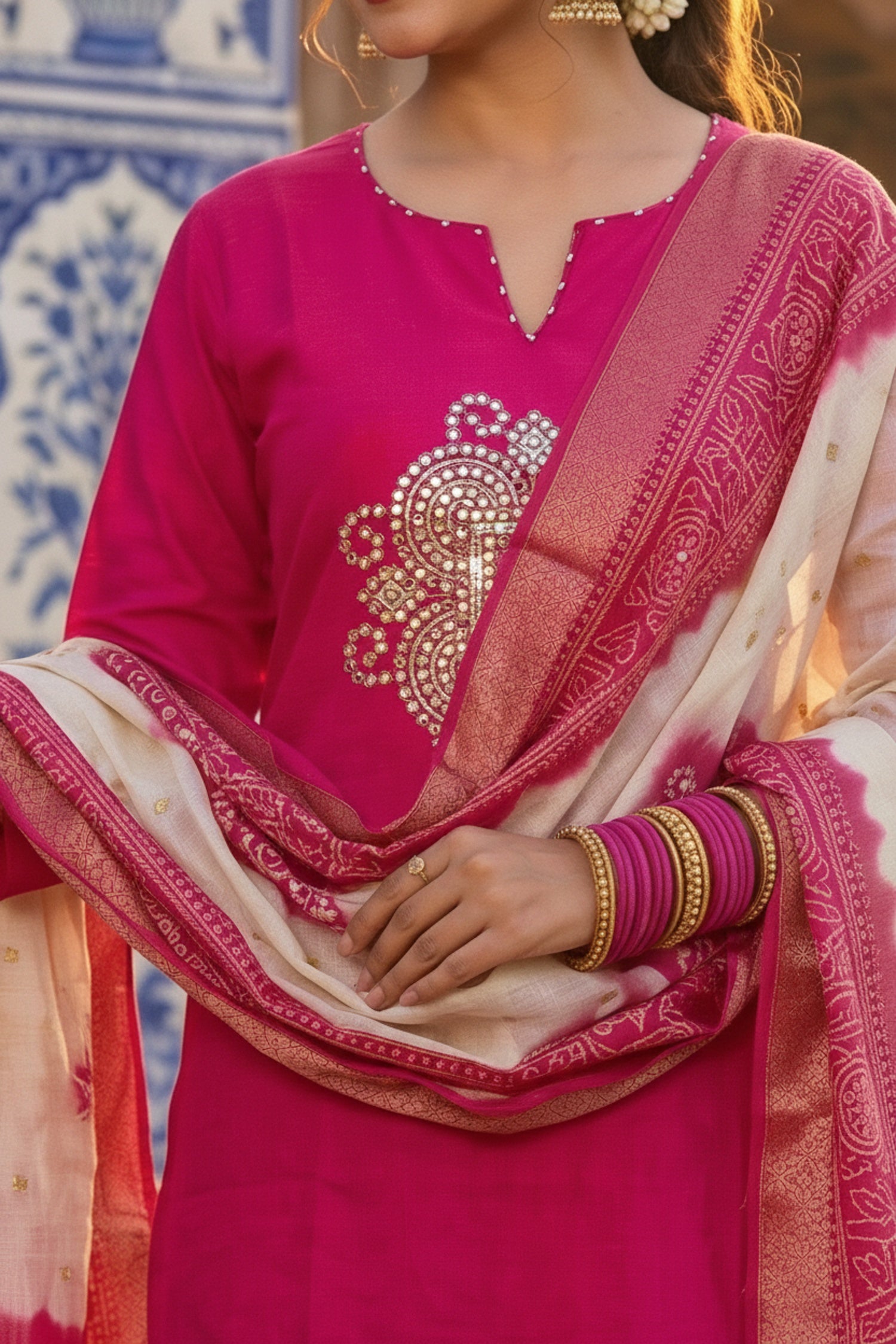 Royal Rani Straight-Cut Suit Set with Embroidered Kurta