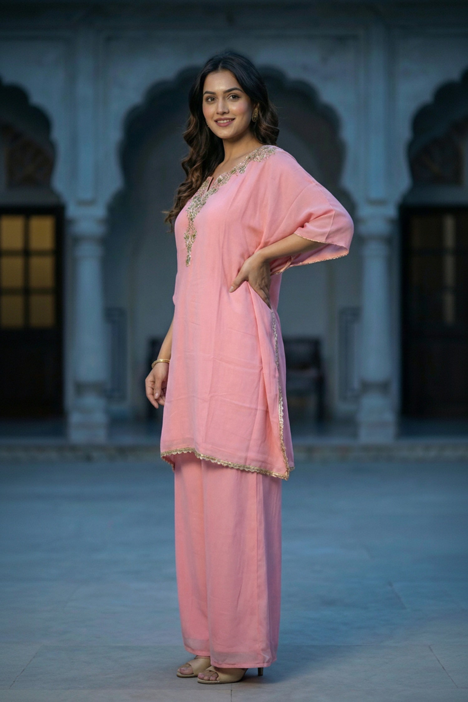Blush Pink Embroidered Co-ord Set