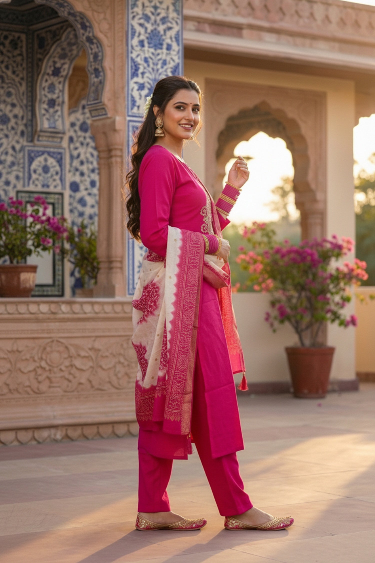 Royal Rani Straight-Cut Suit Set with Embroidered Kurta