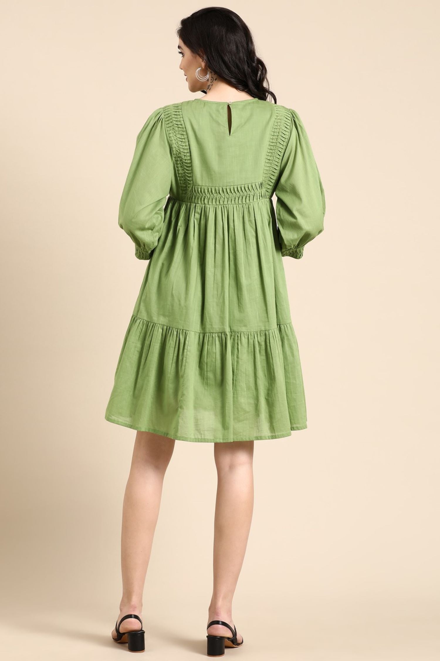 Freyaa Natural Charm A Cotton Green Dress