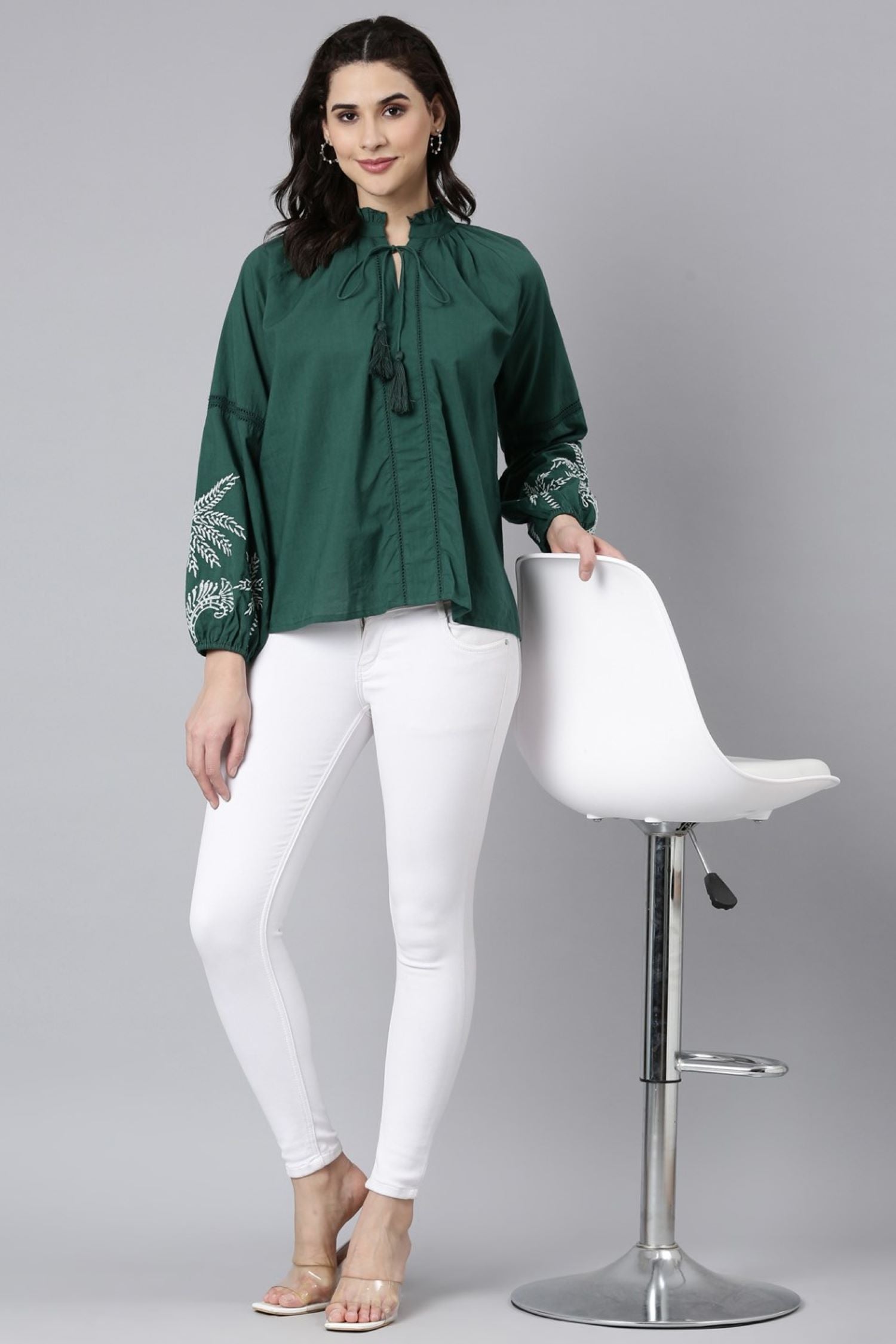 Dark Green Allure Top with Stunning Detailing