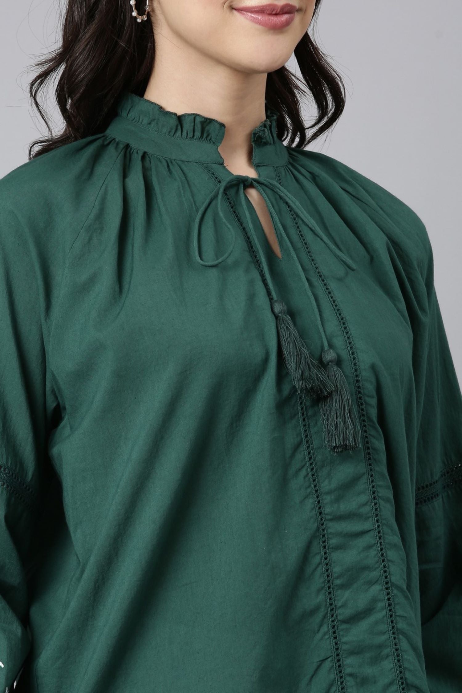 Dark Green Allure Top with Stunning Detailing