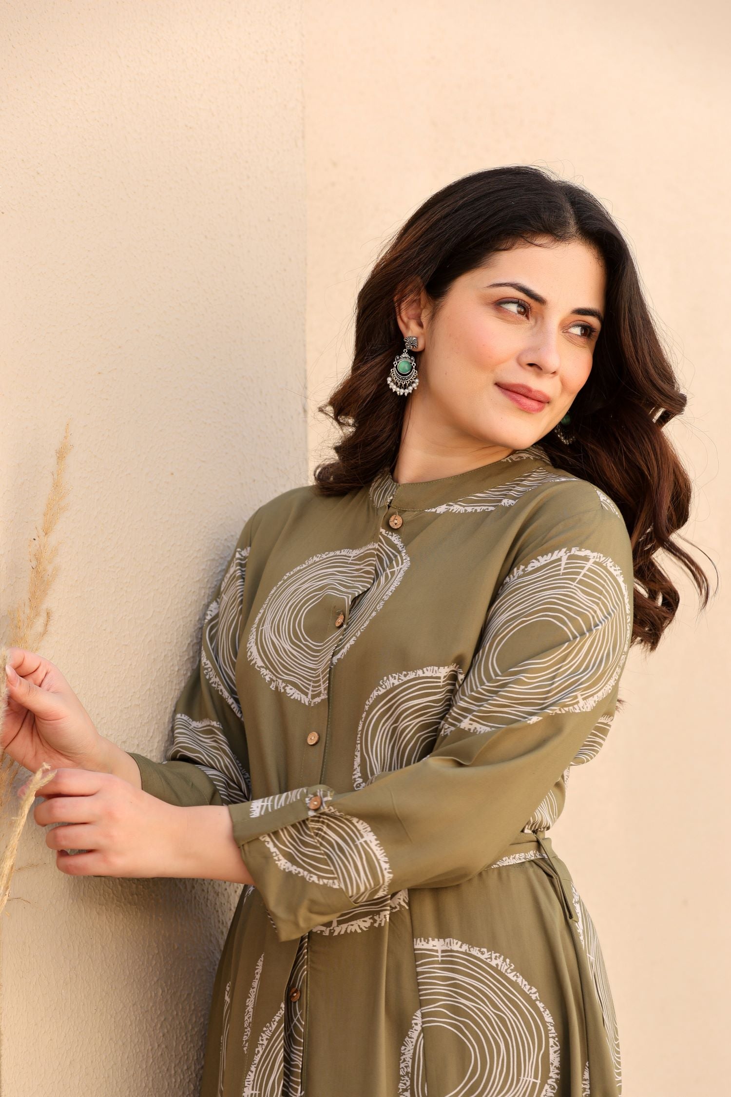 Freyaa Printed Front Button Dress with Belt for a Stylish Look