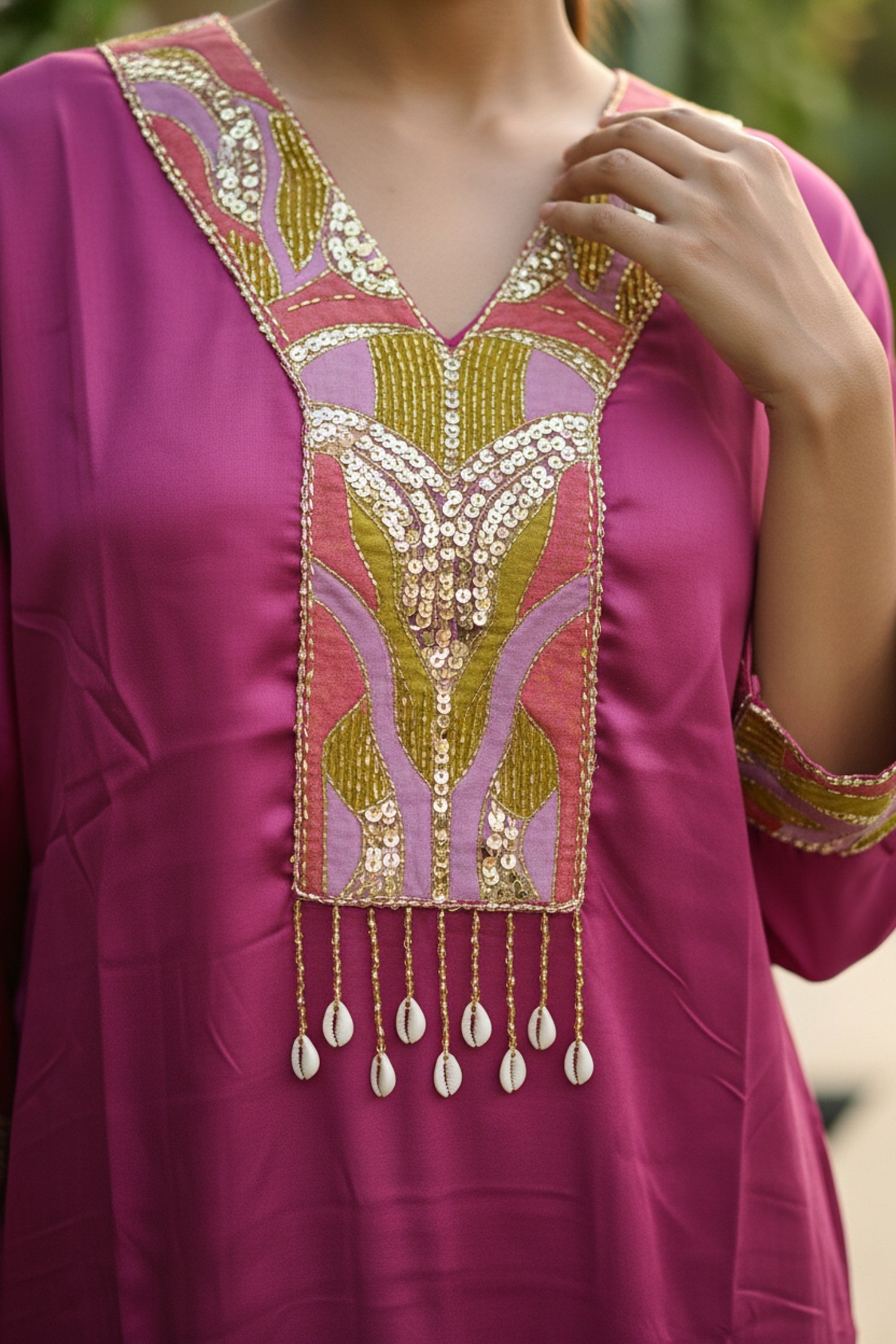 Pink Printed Cotton Co-ord Set with Embroidery