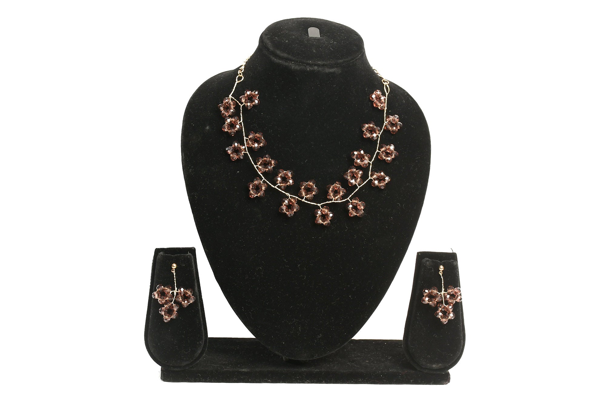 Colour Rondelle Beads Necklace, With Drop Earrings - Freyaa