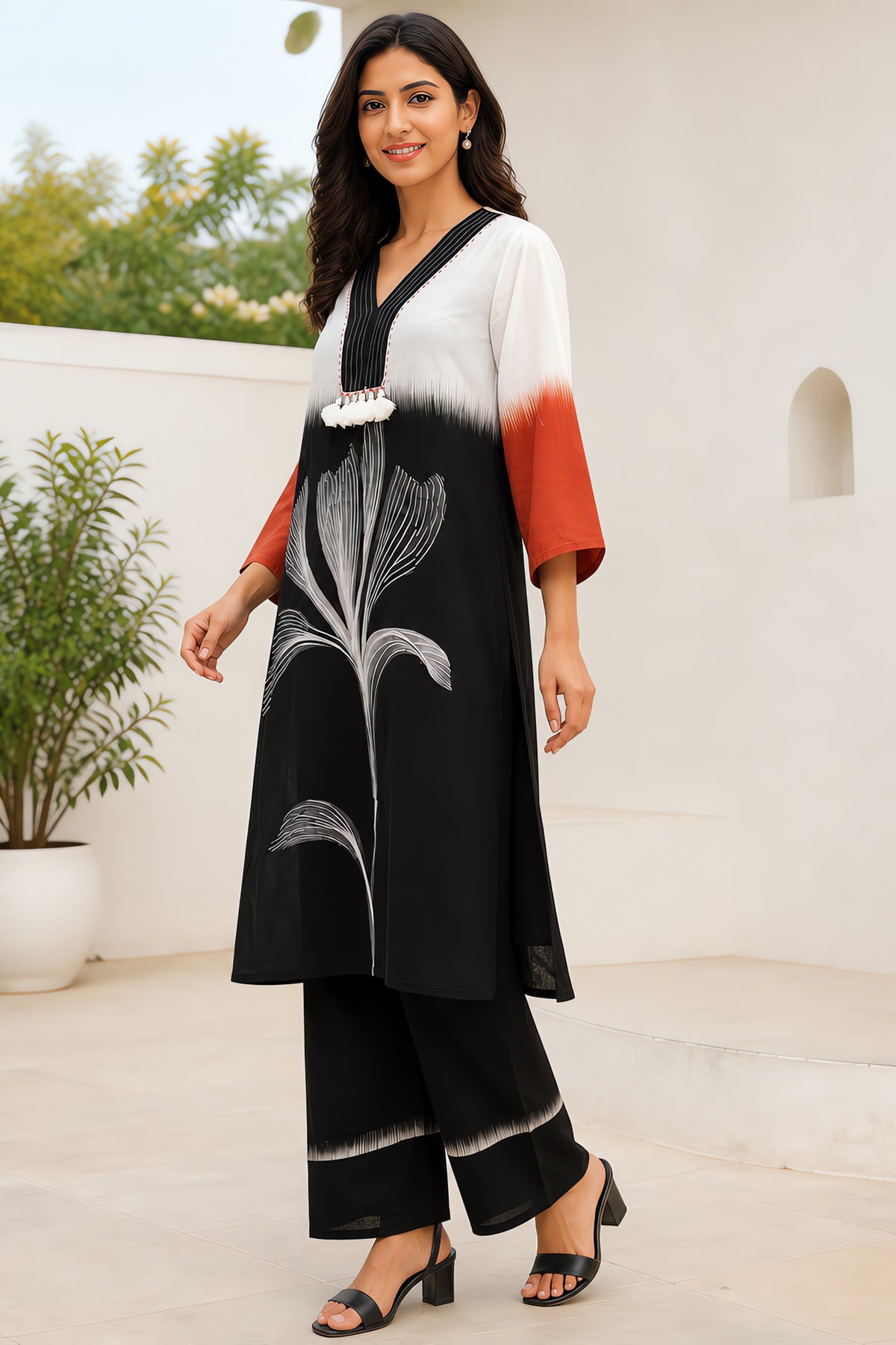 Shadow Petal Designer Black Kurta Co-Ord Set