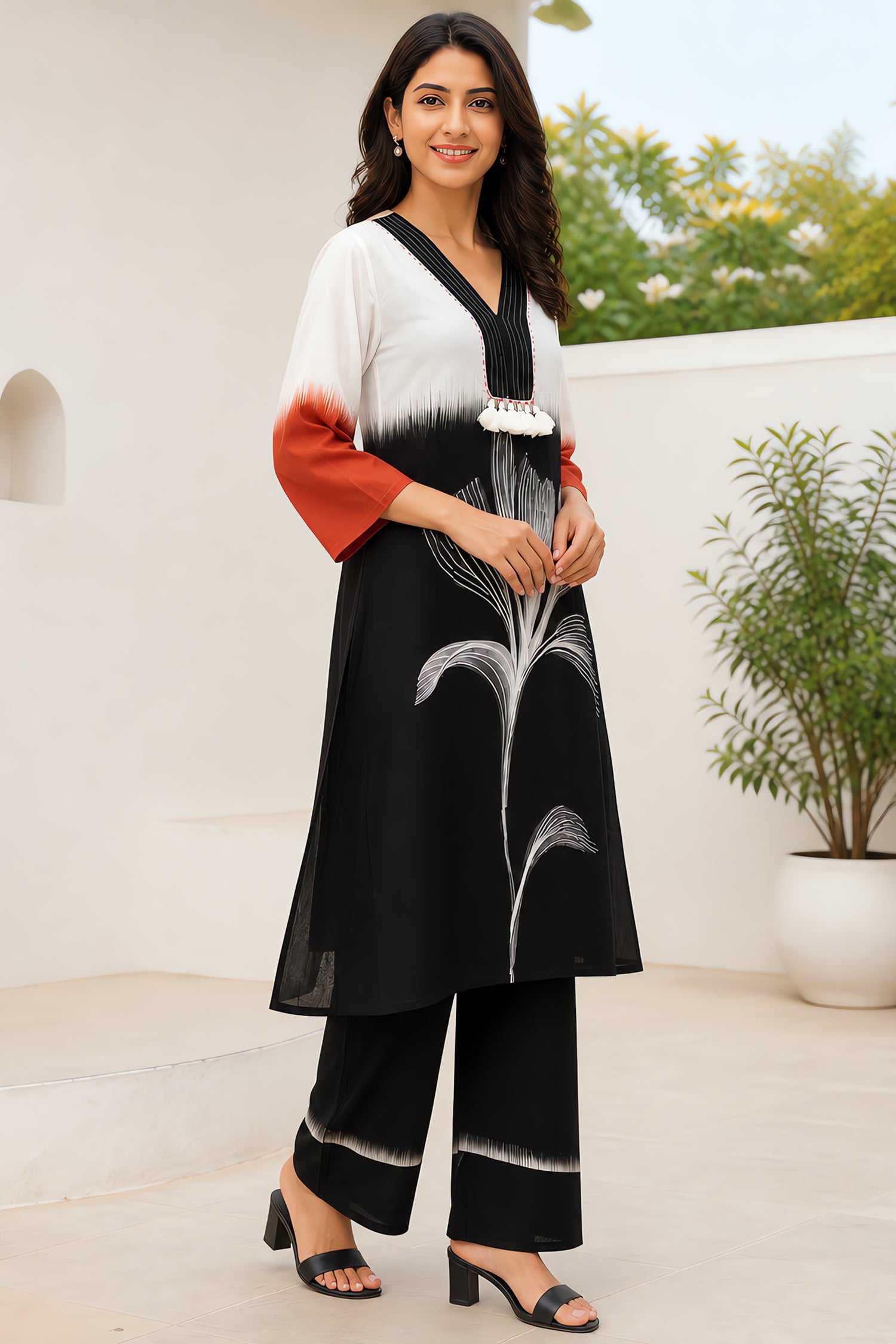 Shadow Petal Designer Black Kurta Co-Ord Set
