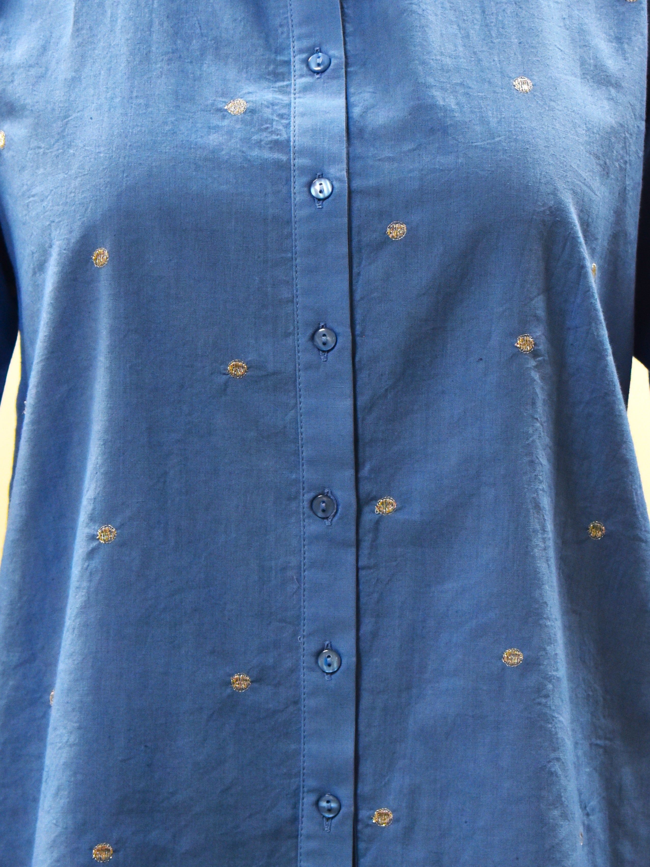 Blue Polka Dot Cotton Shirt