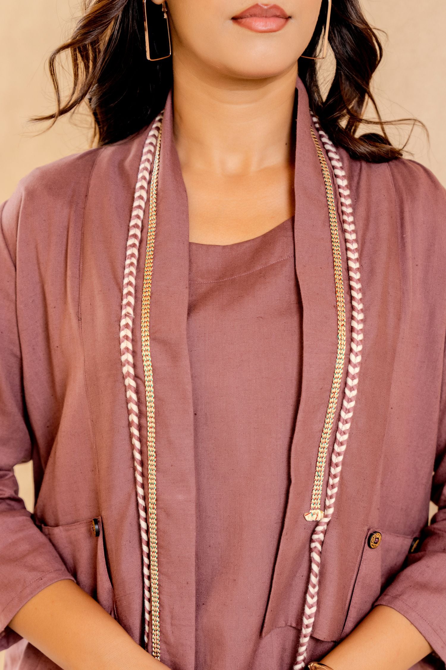 Mauve Solid Pure Cotton Straight Top Palazzo Set
