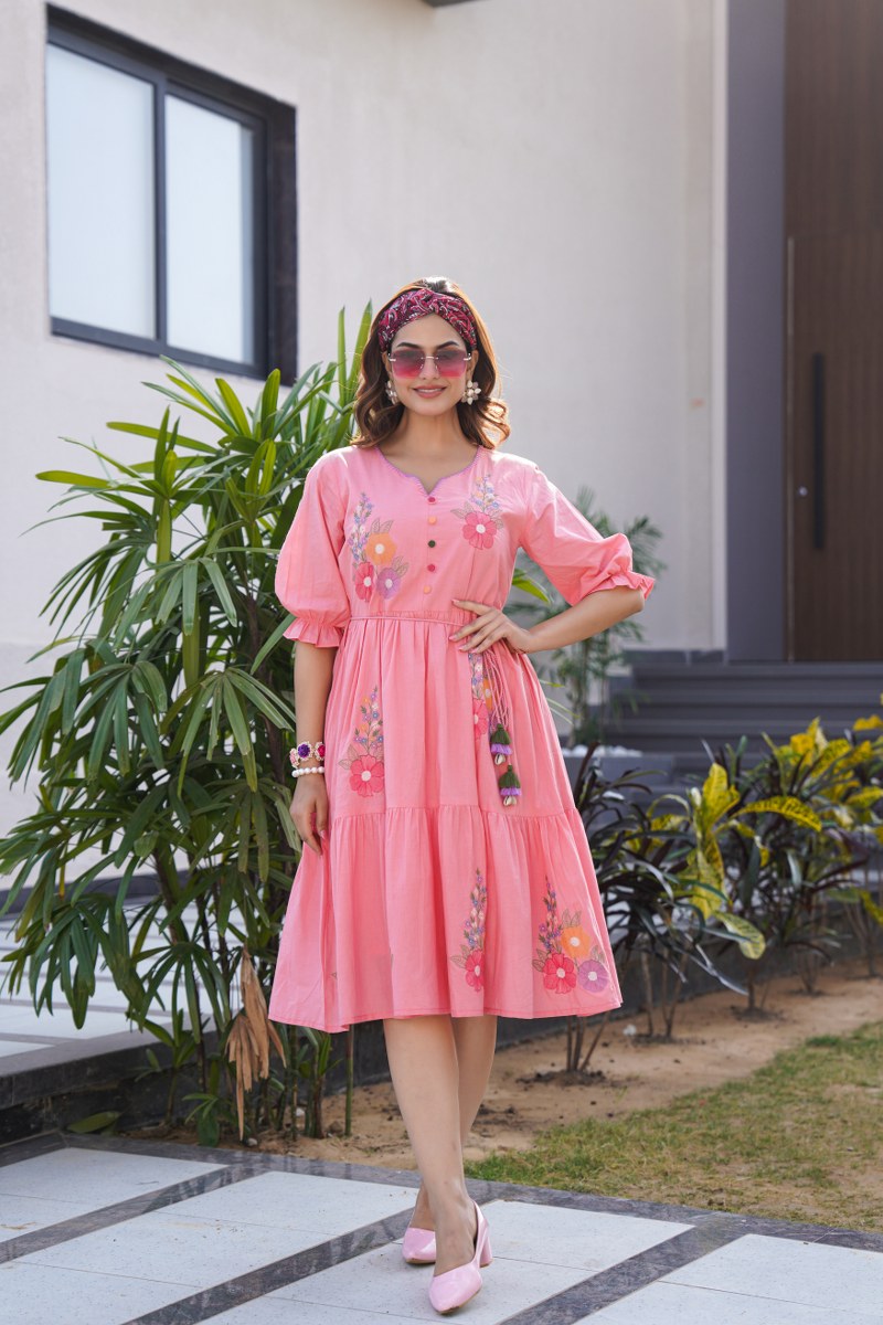 Charming Pink Tunic with Intricate Embroidery Handwork