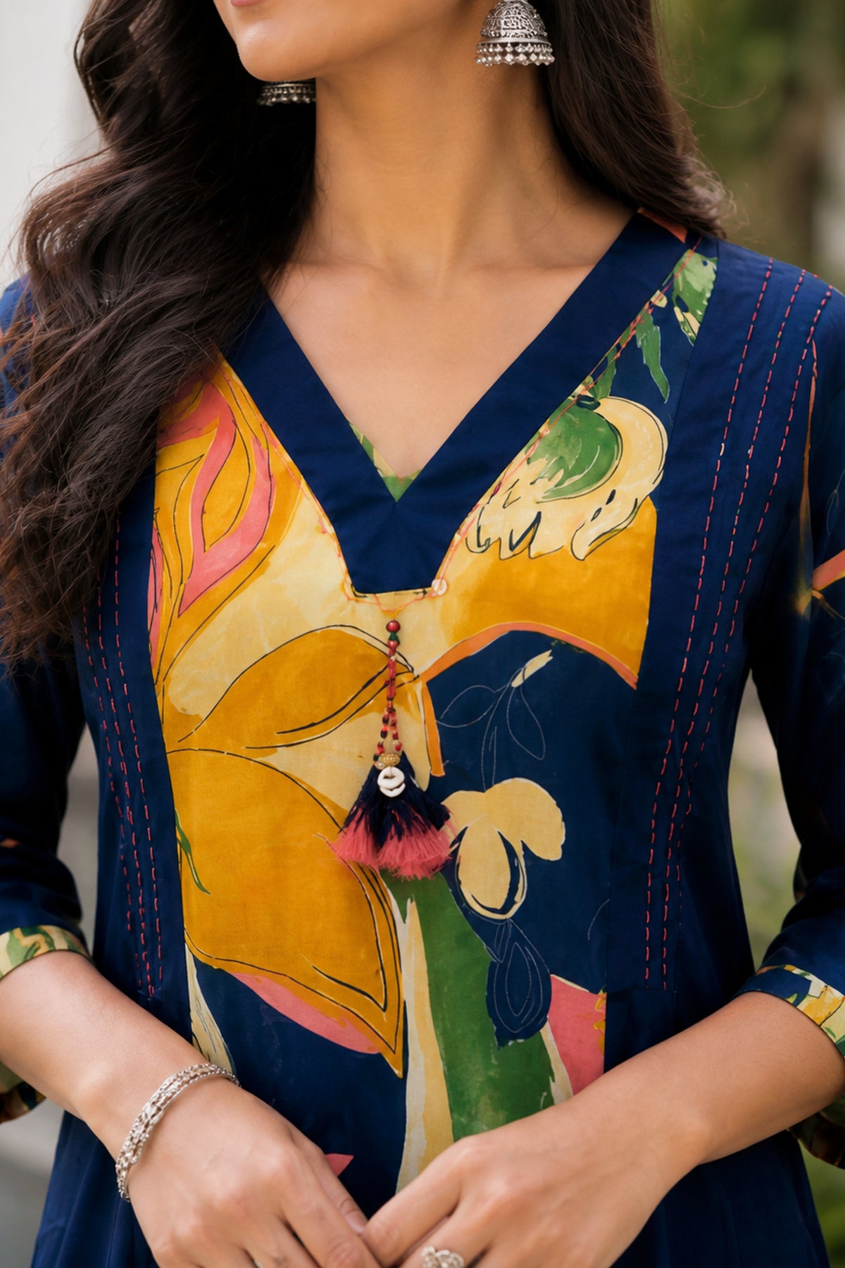 Yellow Abstract Cotton Cordset