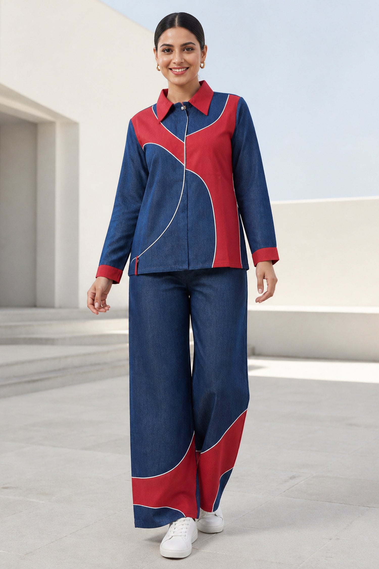 Chic Bold Denim Co-Ord Set.