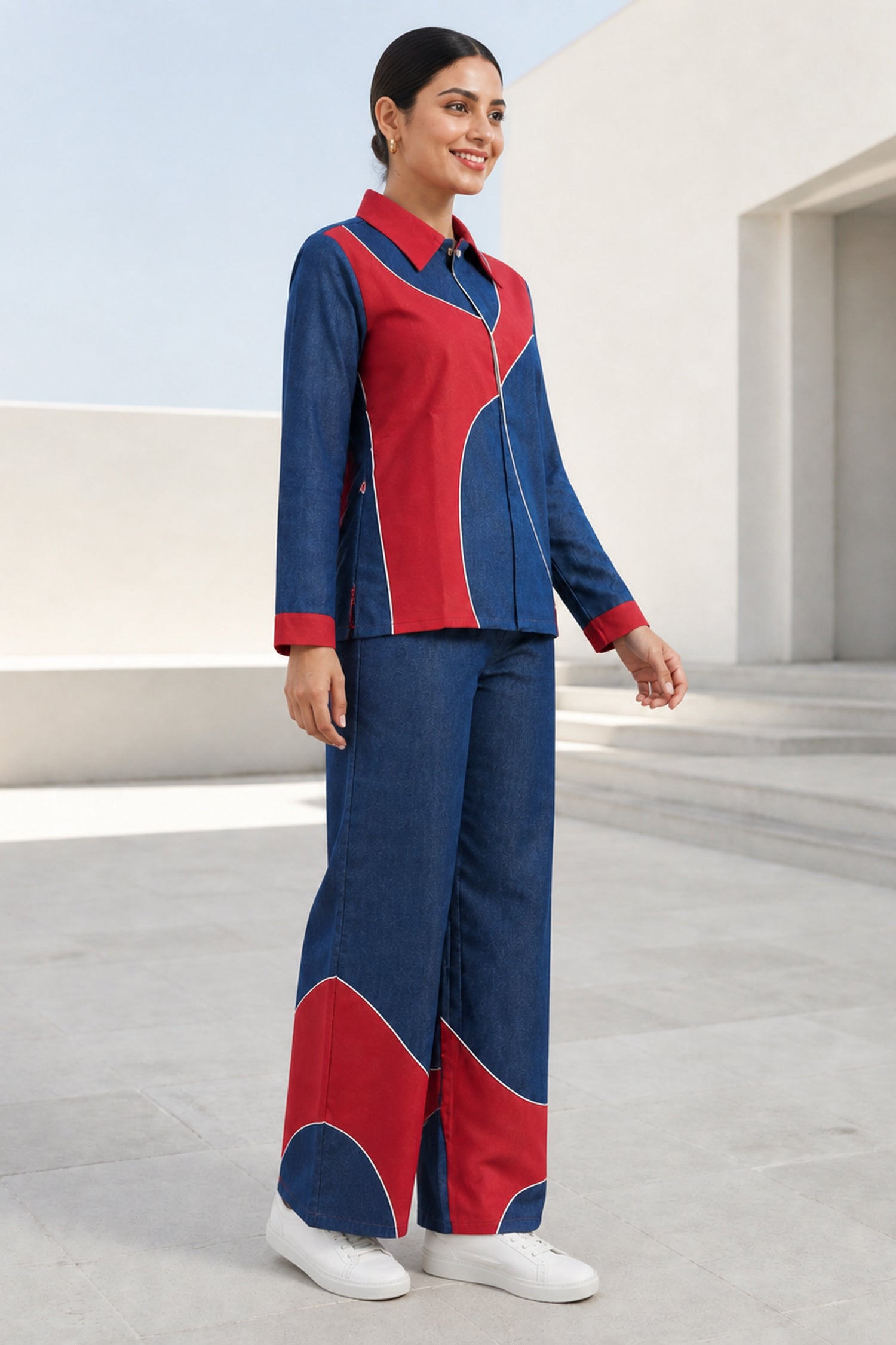 Chic Bold Denim Co-Ord Set.