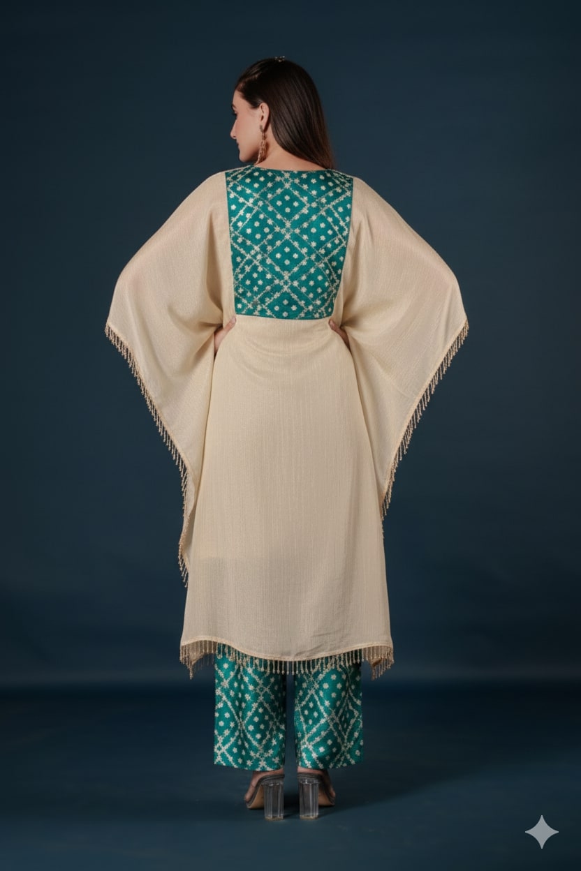 Elegant Rama Green Kaftan Co-ord Set