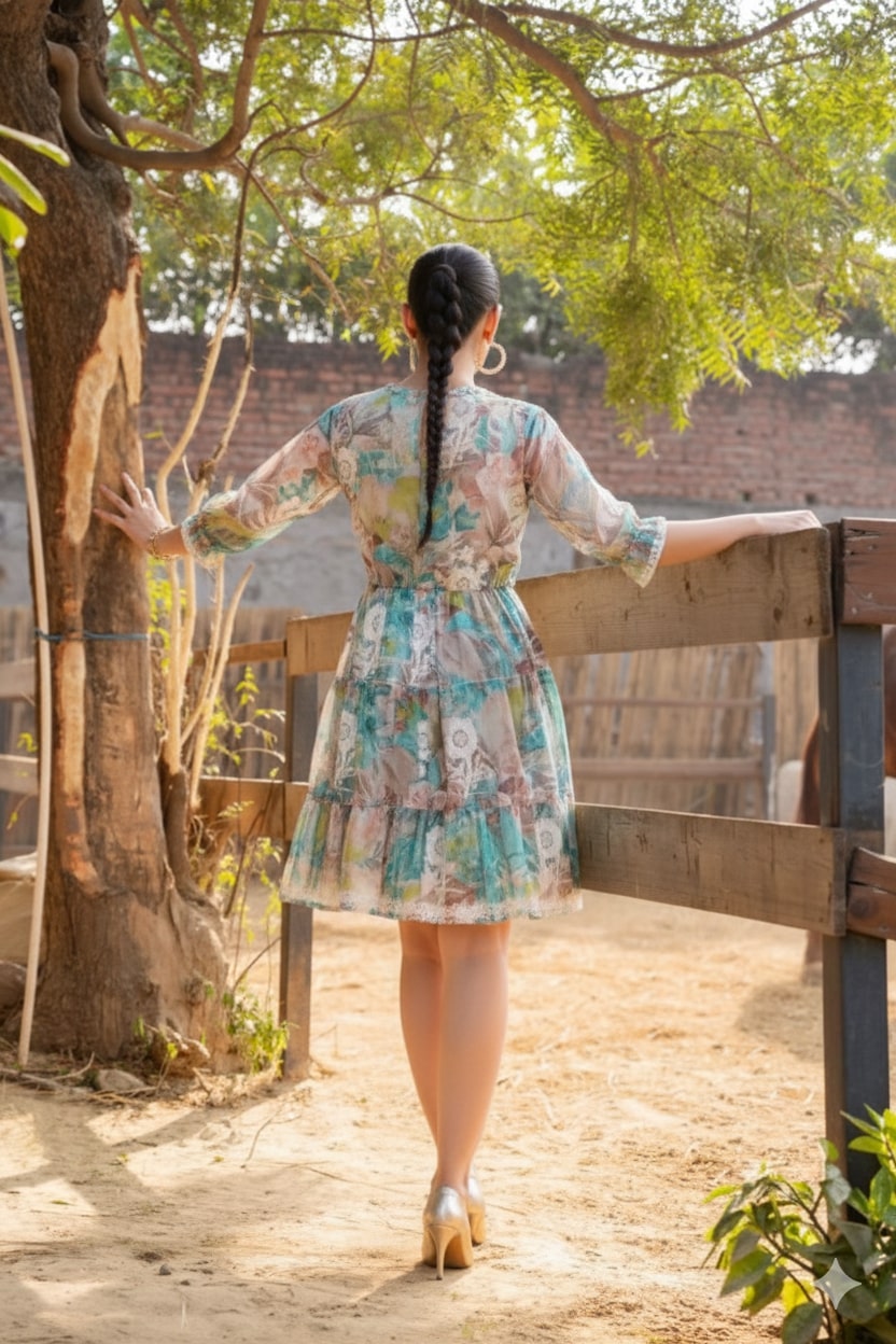 Sea Green Tunic with Multi-Design Embroidery