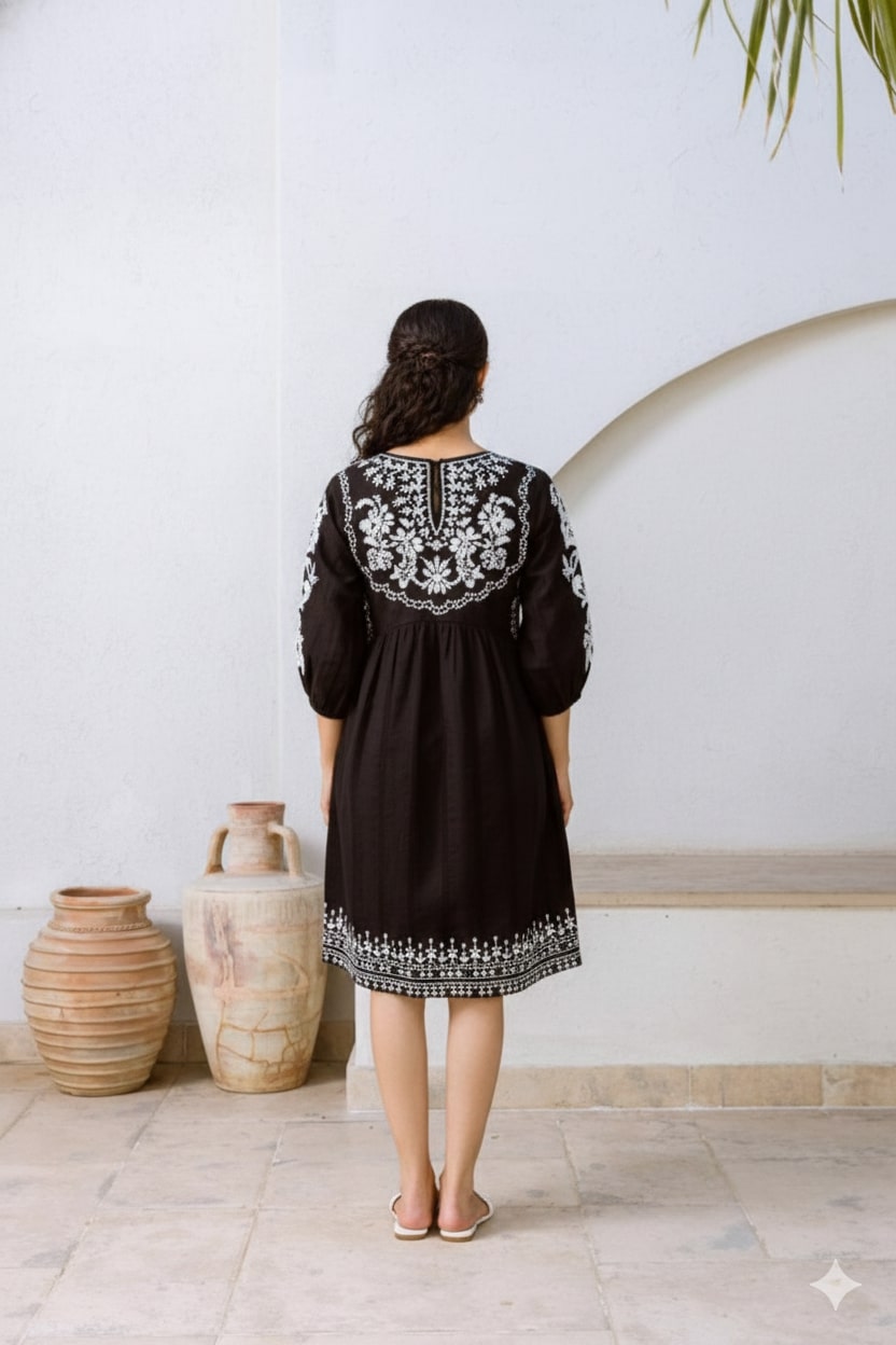 Stunning Black Tunic with Artistic Detail
