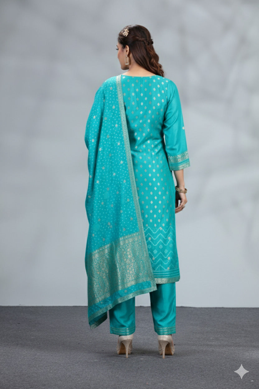 Majesty Silk Three Piece Kurta Set