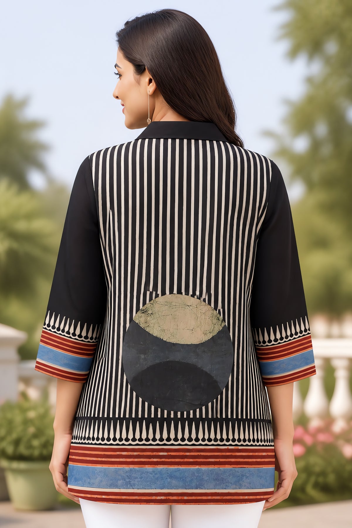 Trending Ajrakh Pure Crepe Shirt Style tunic Top