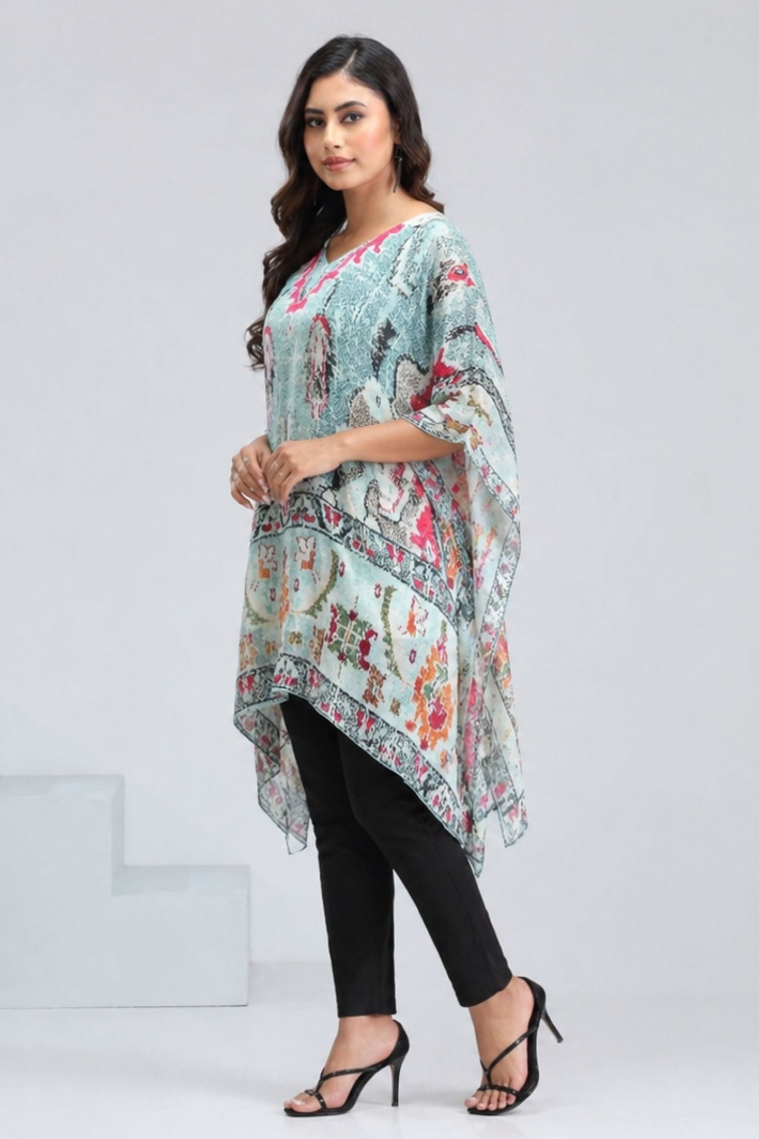 Embroidered Sea Green Kaftan