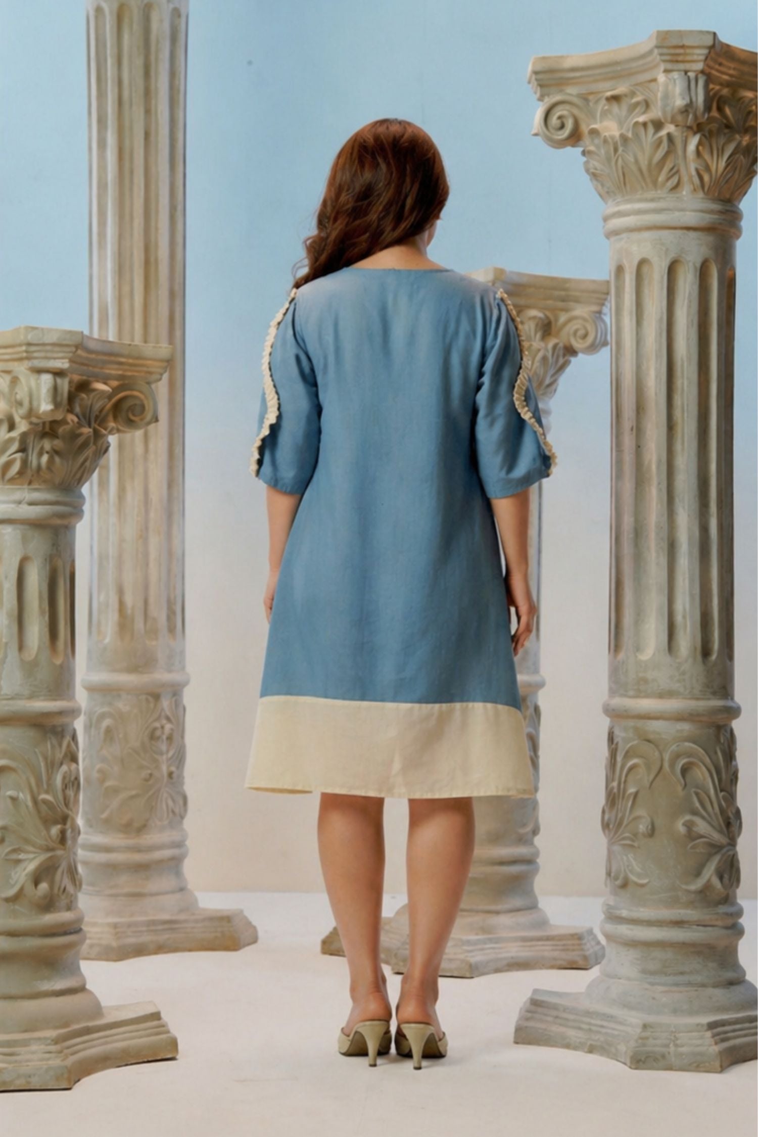 Blue Tunic with Thread Work Embroidery