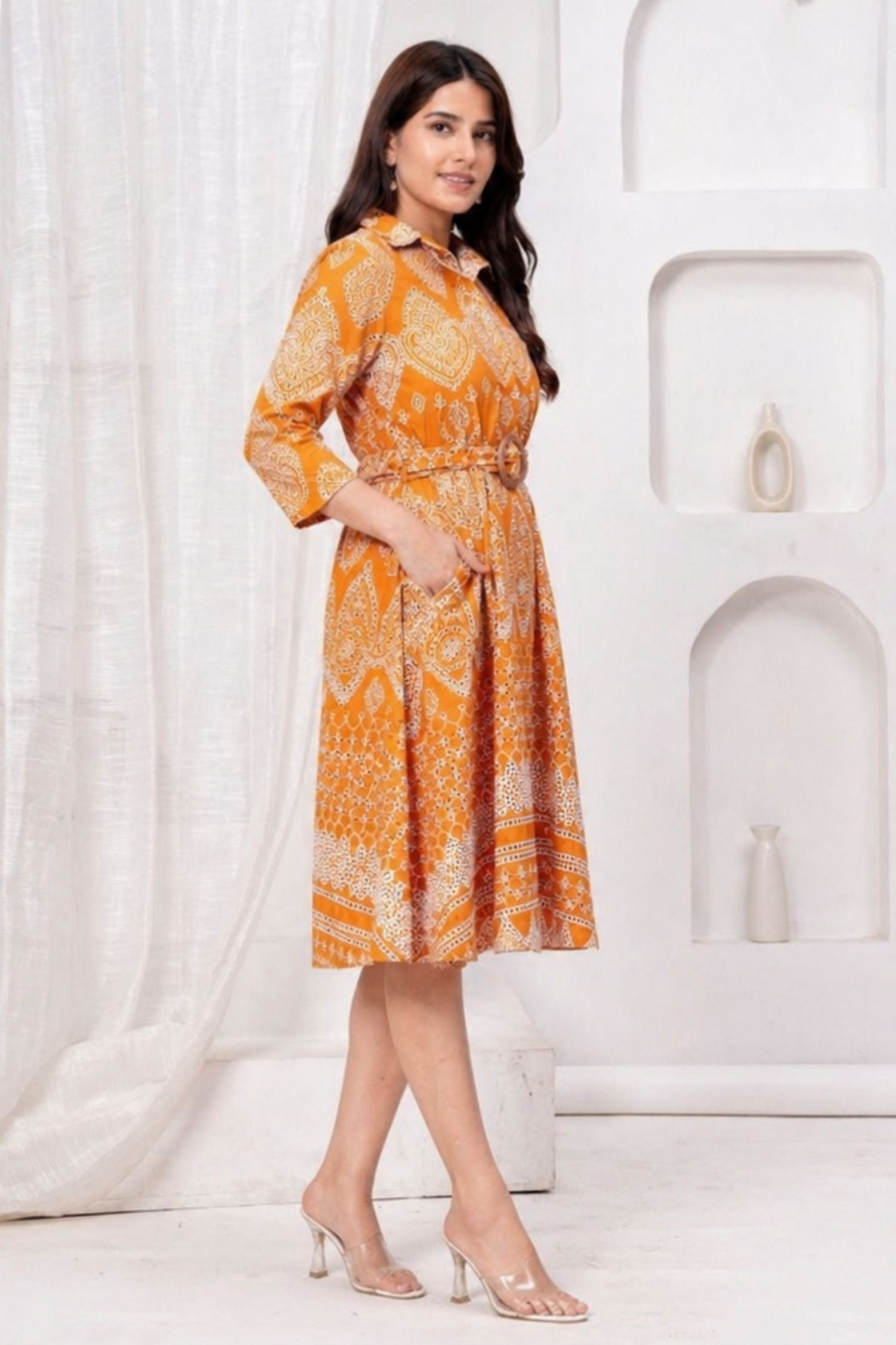 Mustard Muse Cinched Dress