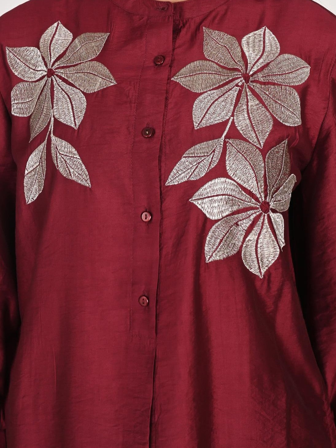 Wine Cord Set with Delicate Floral Embroidered Top