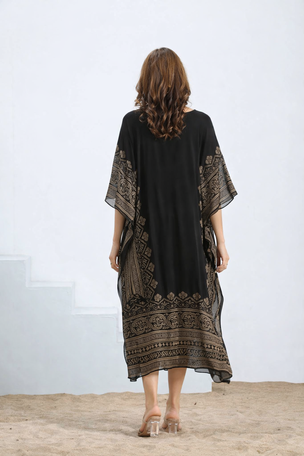 Golden Grace Viscose Embroidered Kaftan