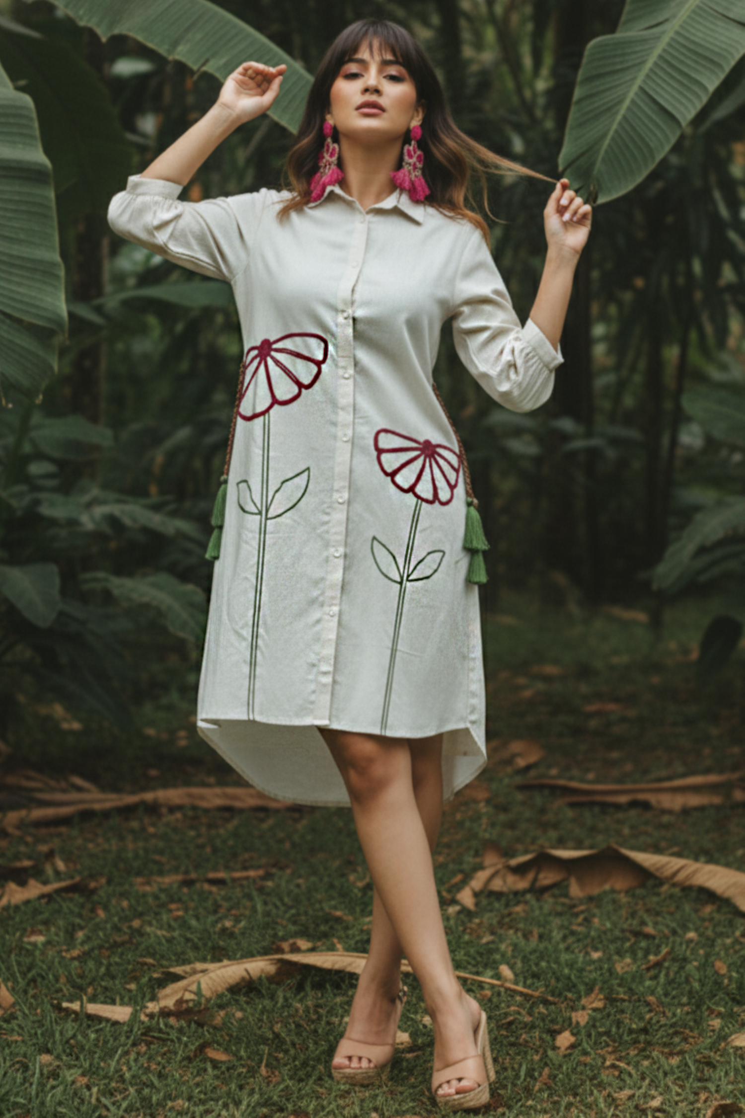 White High Low Relaxed Fit Shirt Dress