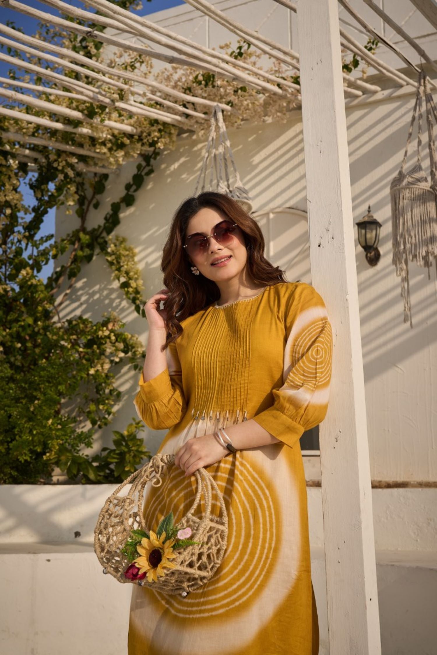 Premium summer Mul Cotton Cord Set in Yellow