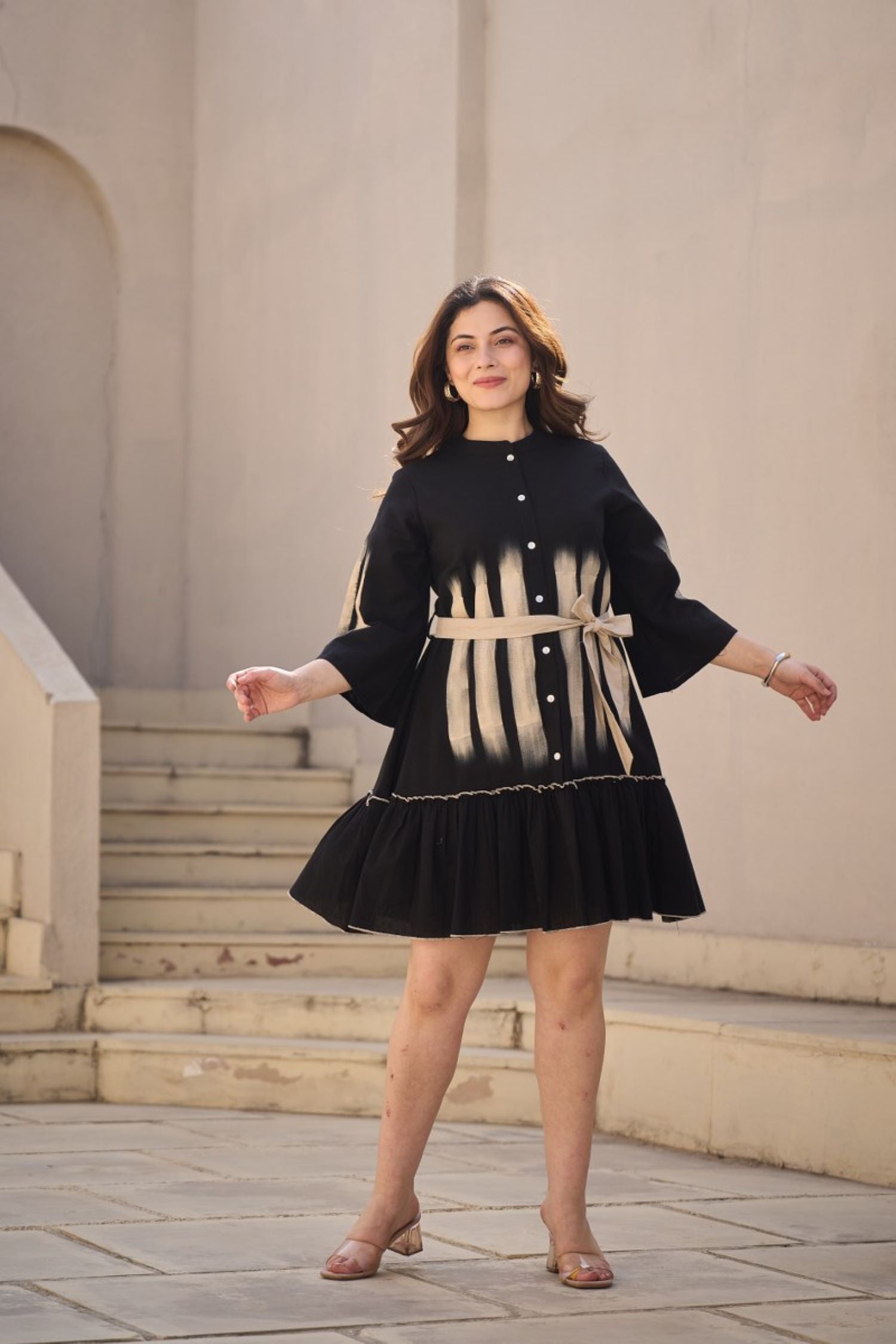 Women Shirt Tunic Dress in Black