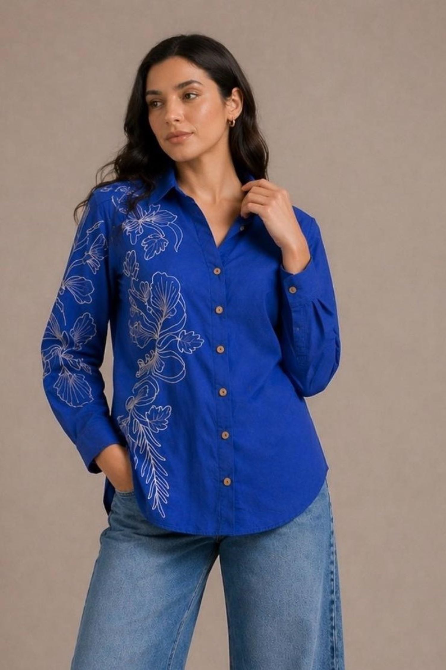 Women Relaxed Fit Cotton Shirt